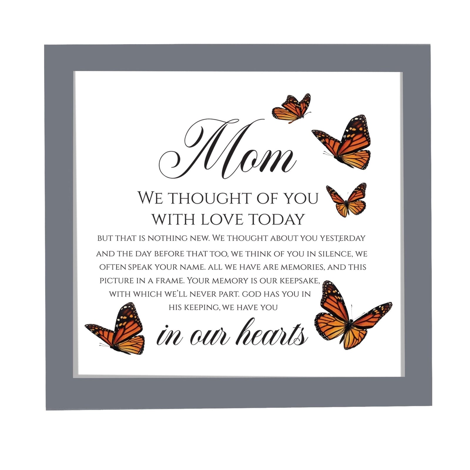 Condolence and sympathy in a thoughtful framed shadow box