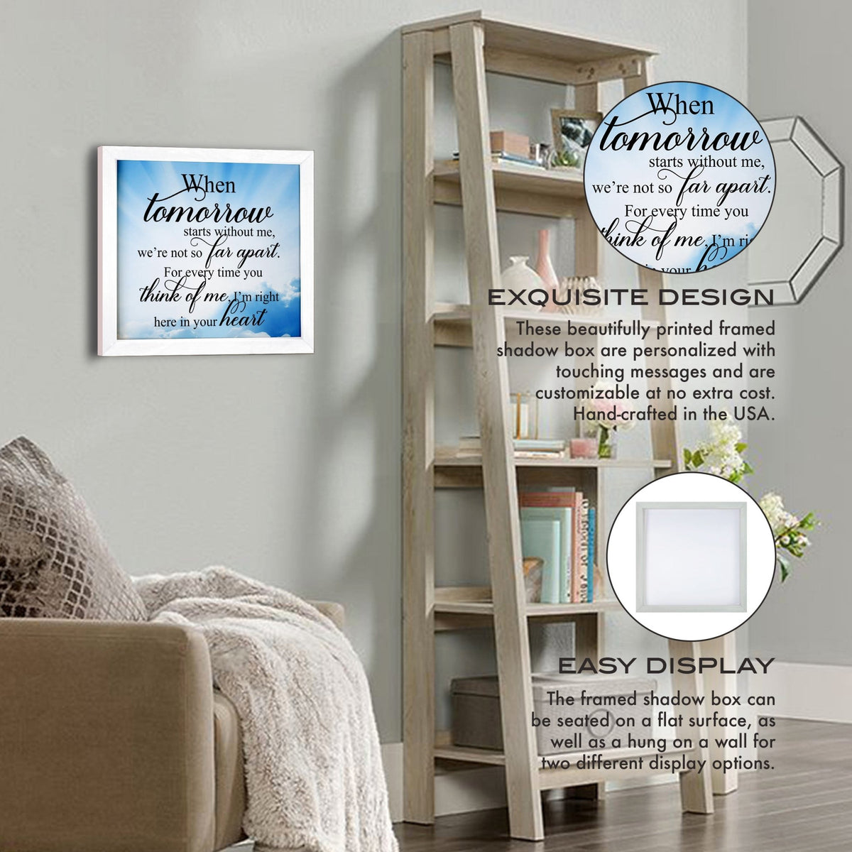 Condolence and sympathy in a thoughtful framed shadow box