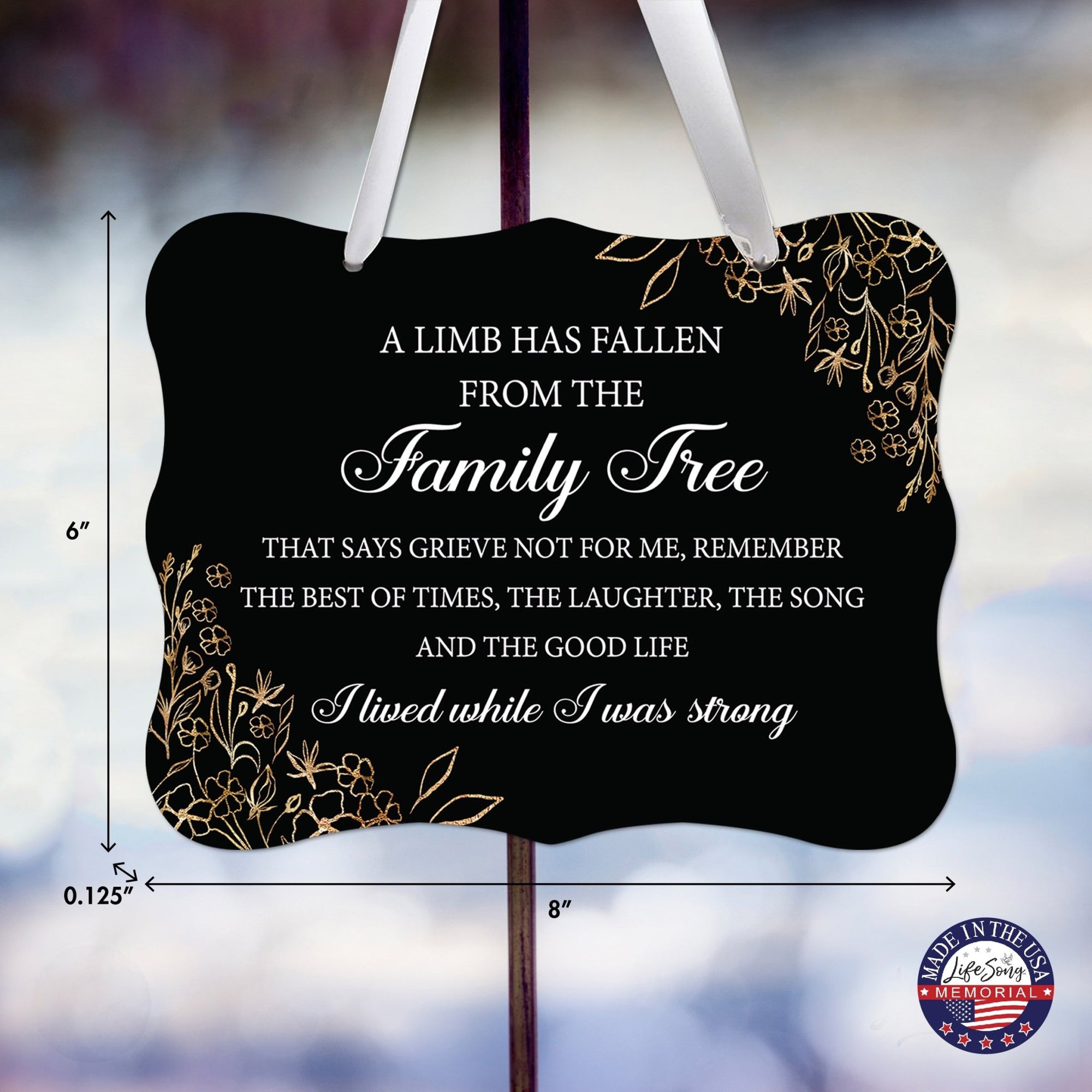 Memorial Hanging Ribbon Wall Decor for Loss of Loved One - A Limb Has Fallen - LifeSong Milestones