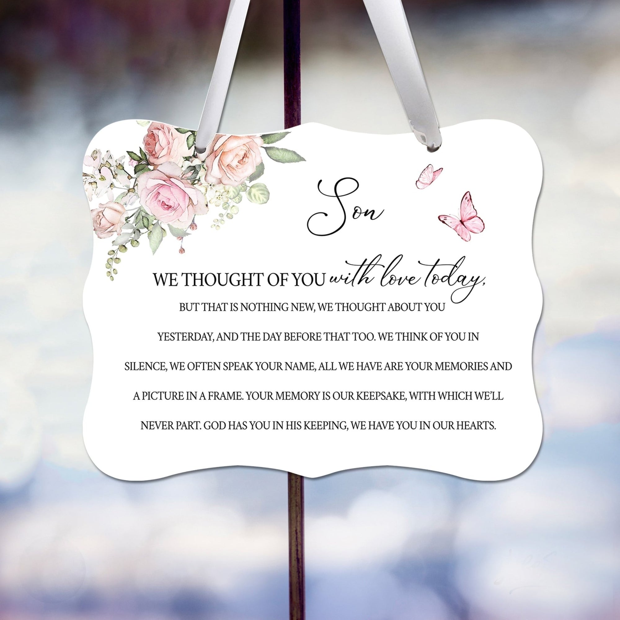 Memorial Hanging Ribbon Wall Decor for Loss of Loved One - We Thought Of You - LifeSong Milestones
