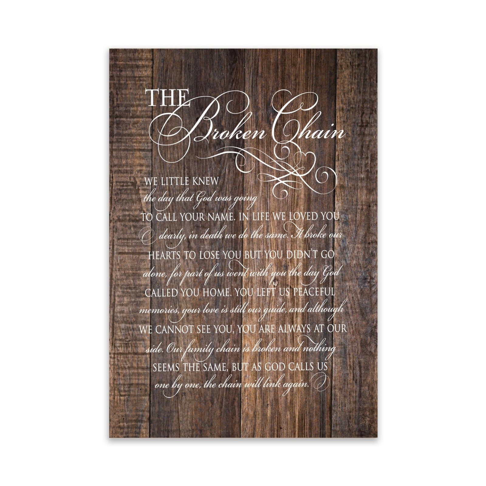 Memorial Hanging Wall Plaque - The Broken Chain - LifeSong Milestones