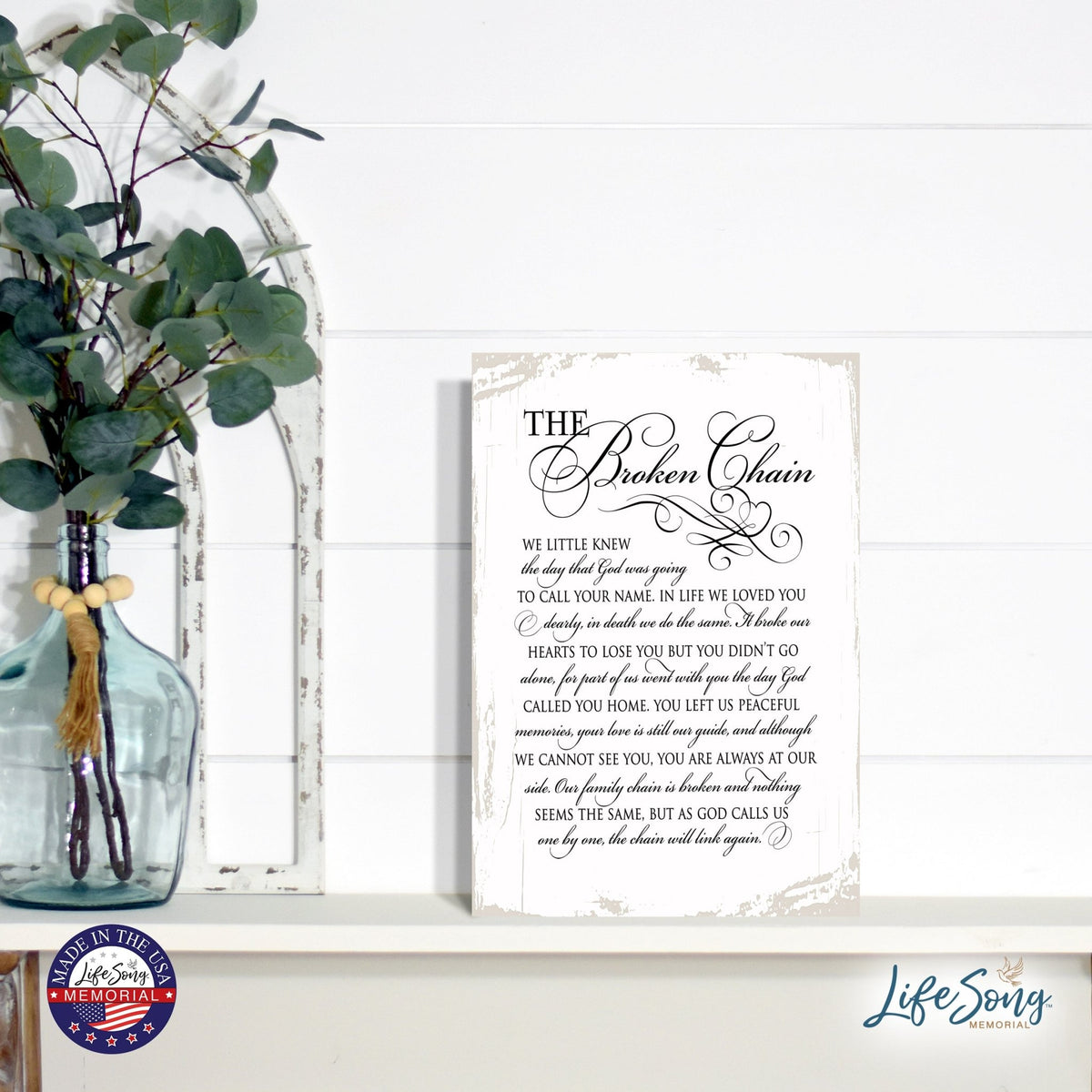 Memorial Hanging Wall Plaque - The Broken Chain - LifeSong Milestones