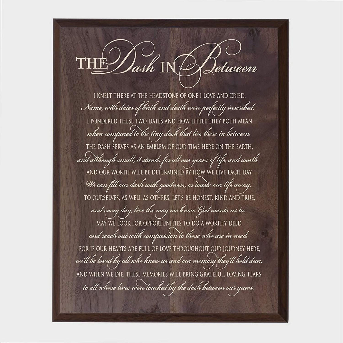 Memorial Hanging Wall Plaque - The Dash In Between - LifeSong Milestones