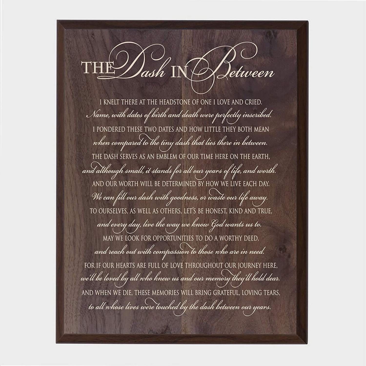 Memorial Hanging Wall Plaque - The Dash In Between - LifeSong Milestones