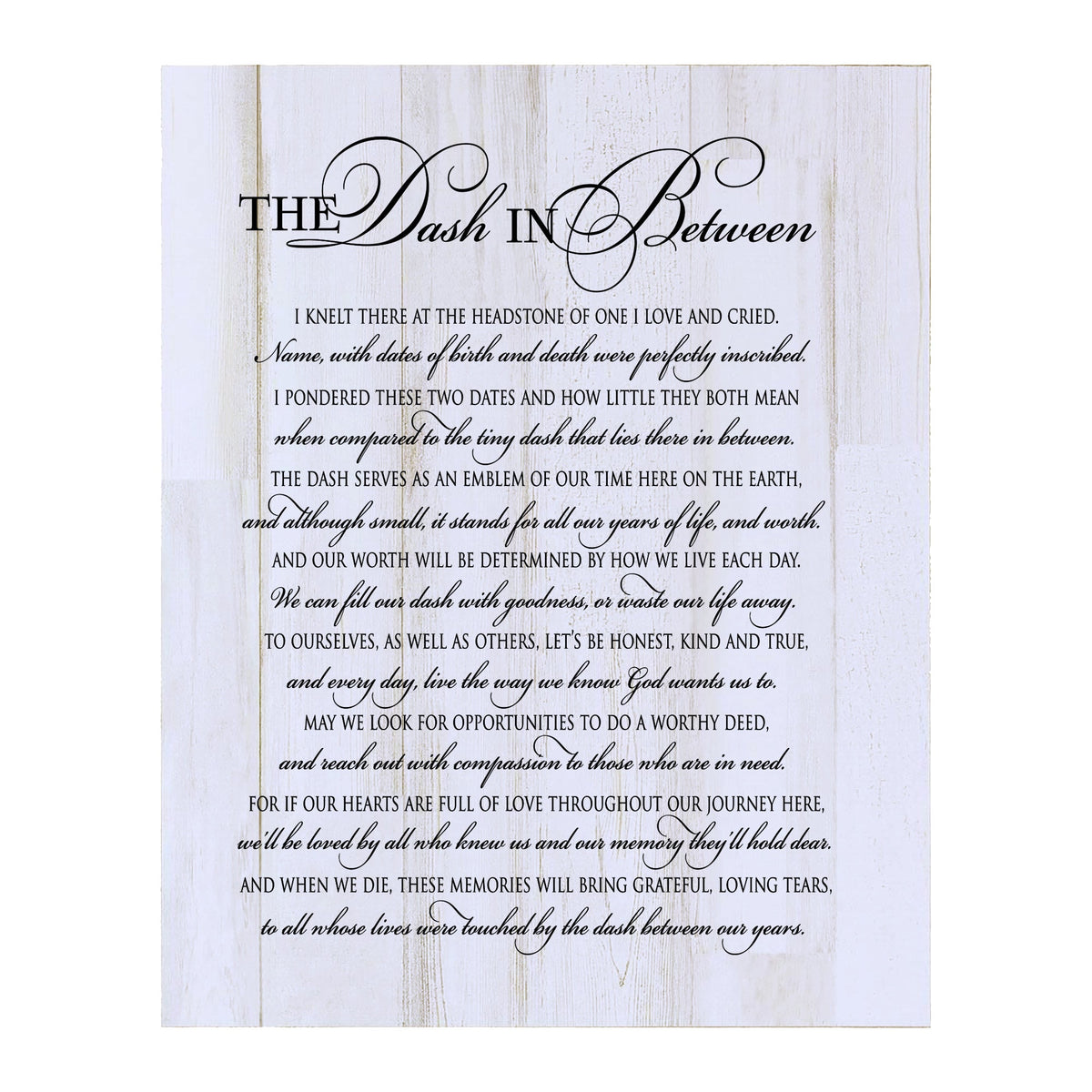 Memorial Hanging Wall Plaque - The Dash In Between - LifeSong Milestones