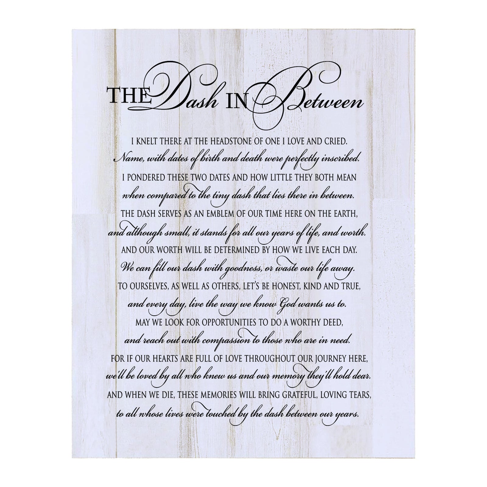 Memorial Hanging Wall Plaque - The Dash In Between - LifeSong Milestones