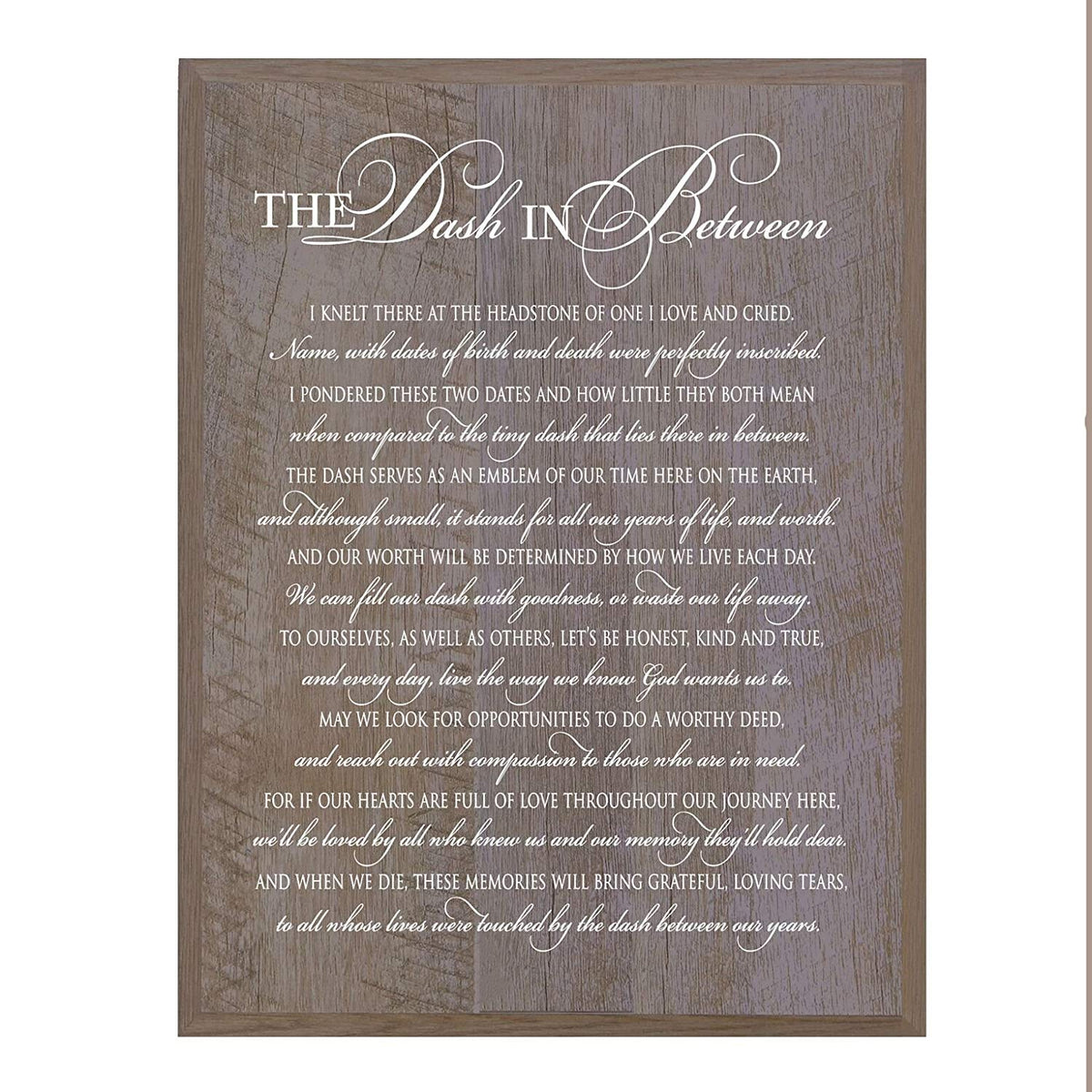 Memorial Hanging Wall Plaque - The Dash In Between - LifeSong Milestones