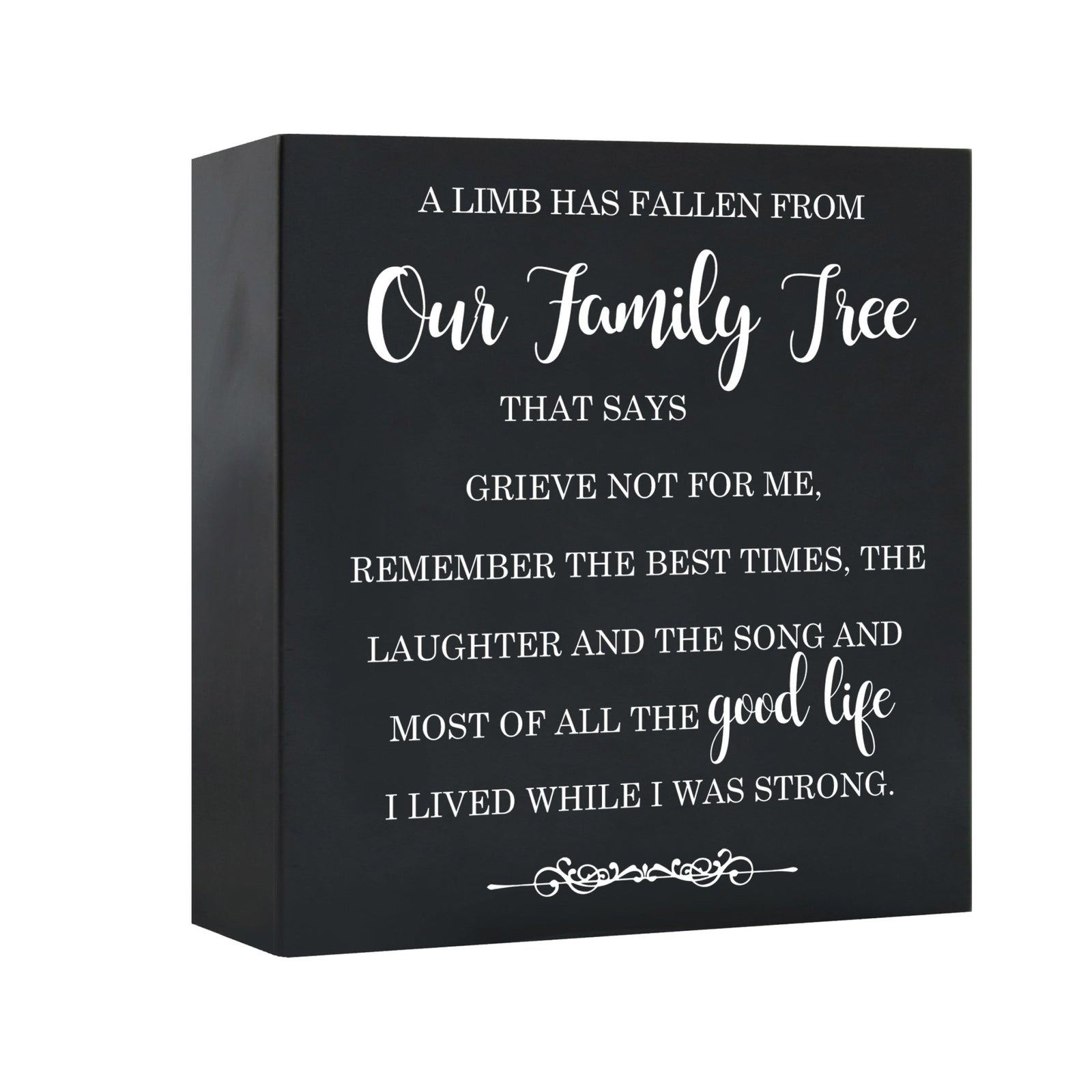 Memorial Keepsake Wooden Cremation Shadow Box and Urn 10x10in Holds 189 Cu Inches Of Human Ashes A Limb Has Fallen - LifeSong Milestones