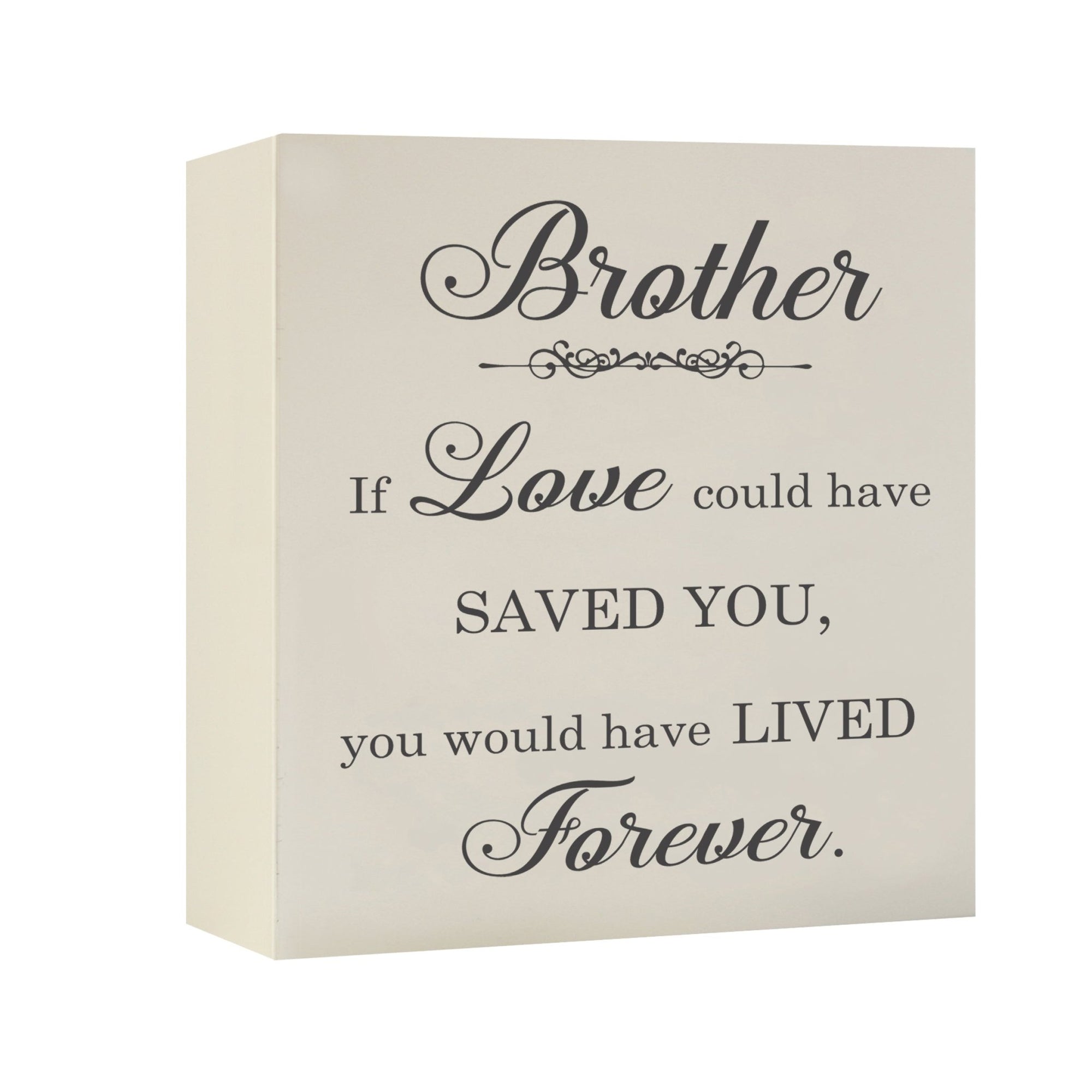 Memorial Keepsake Wooden Cremation Shadow Box and Urn 10x10in Holds 189 Cu Inches Of Human Ashes Brother, If Love Could - LifeSong Milestones