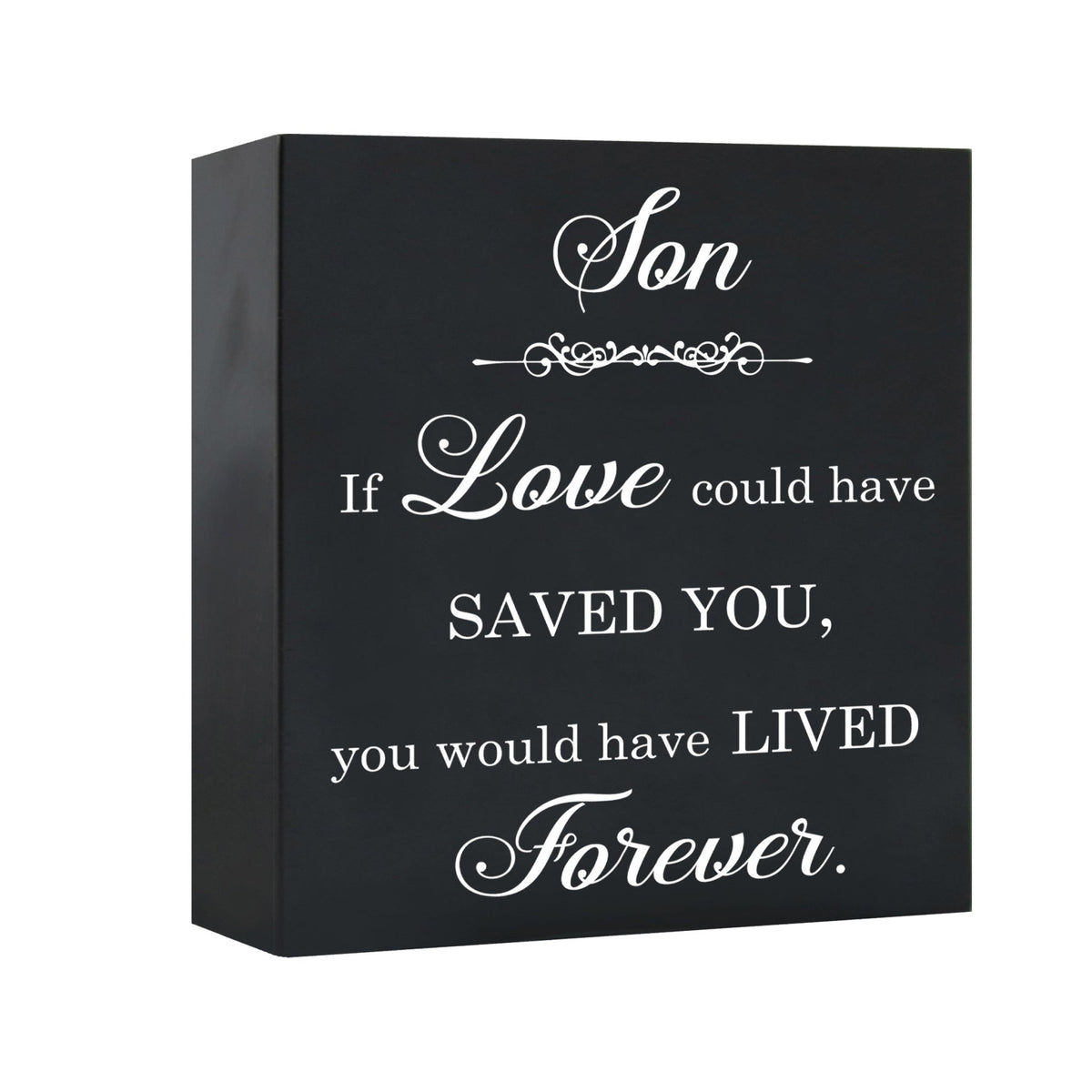 Memorial Keepsake Wooden Cremation Shadow Box and Urn 10x10in Holds 189 Cu Inches Of Human Ashes Son, If Love Could - LifeSong Milestones