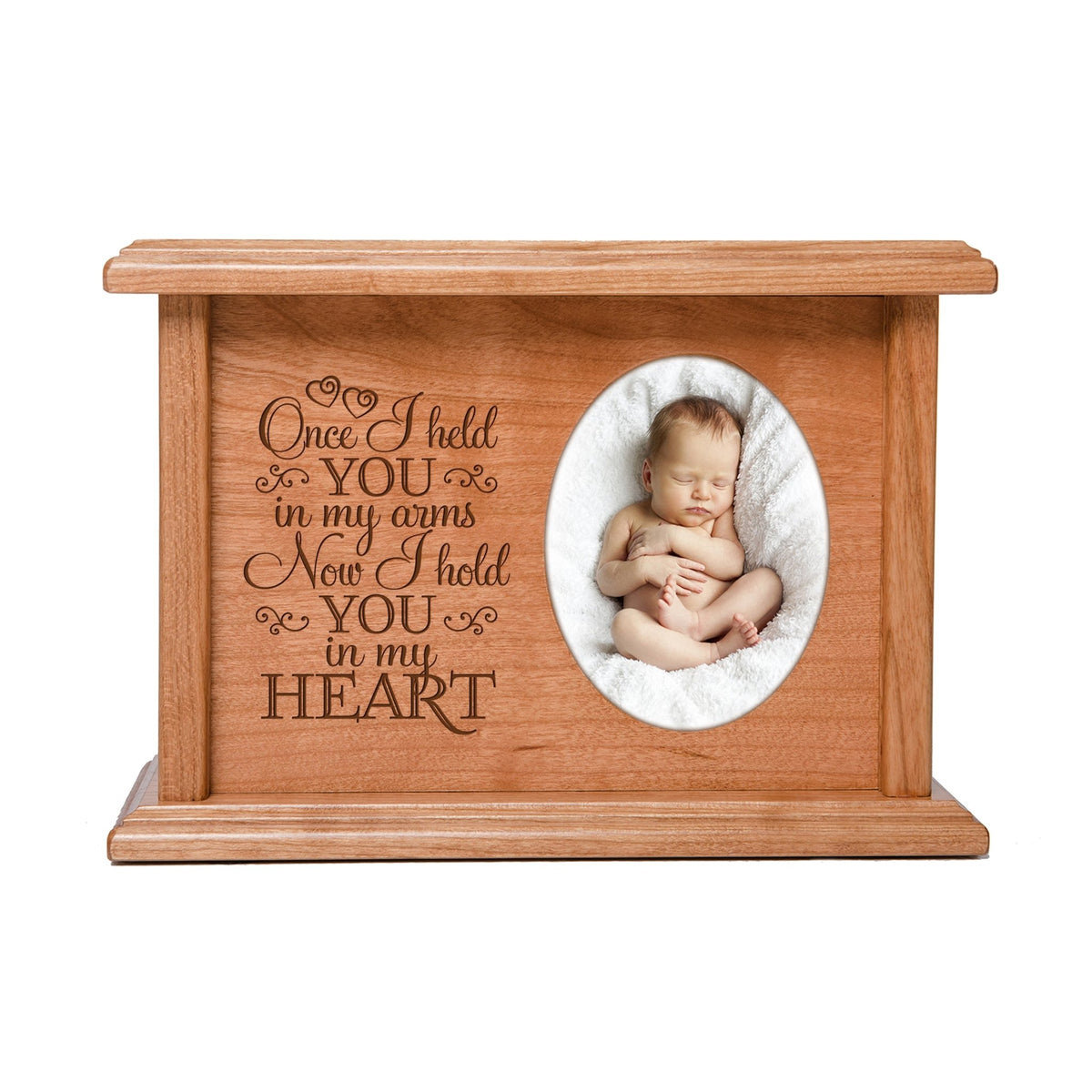 Wooden Memorial Photo Cremation Urn for Baby Ashes