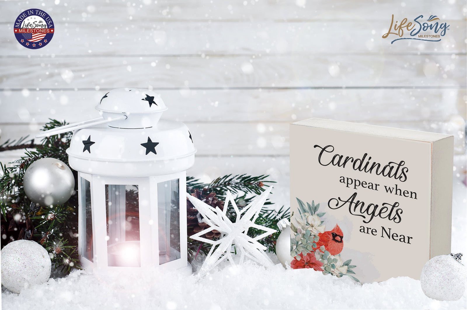 Memorial Shadow Box - Cardinals Appear (Christmas Theme) - LifeSong Milestones