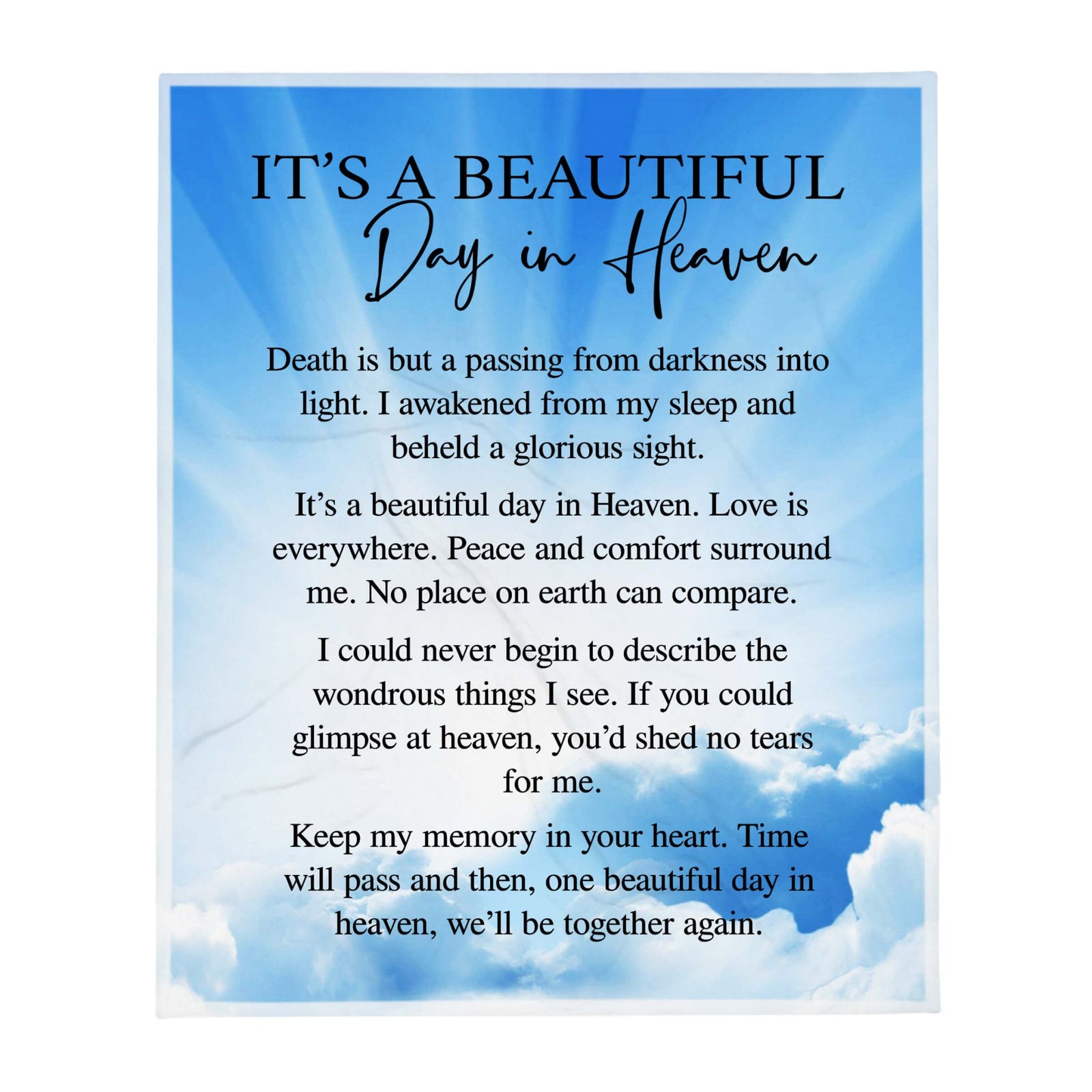 Memorial Soft and Hypoallergenic Blanket for Home – A Beautiful Day - LifeSong Milestones