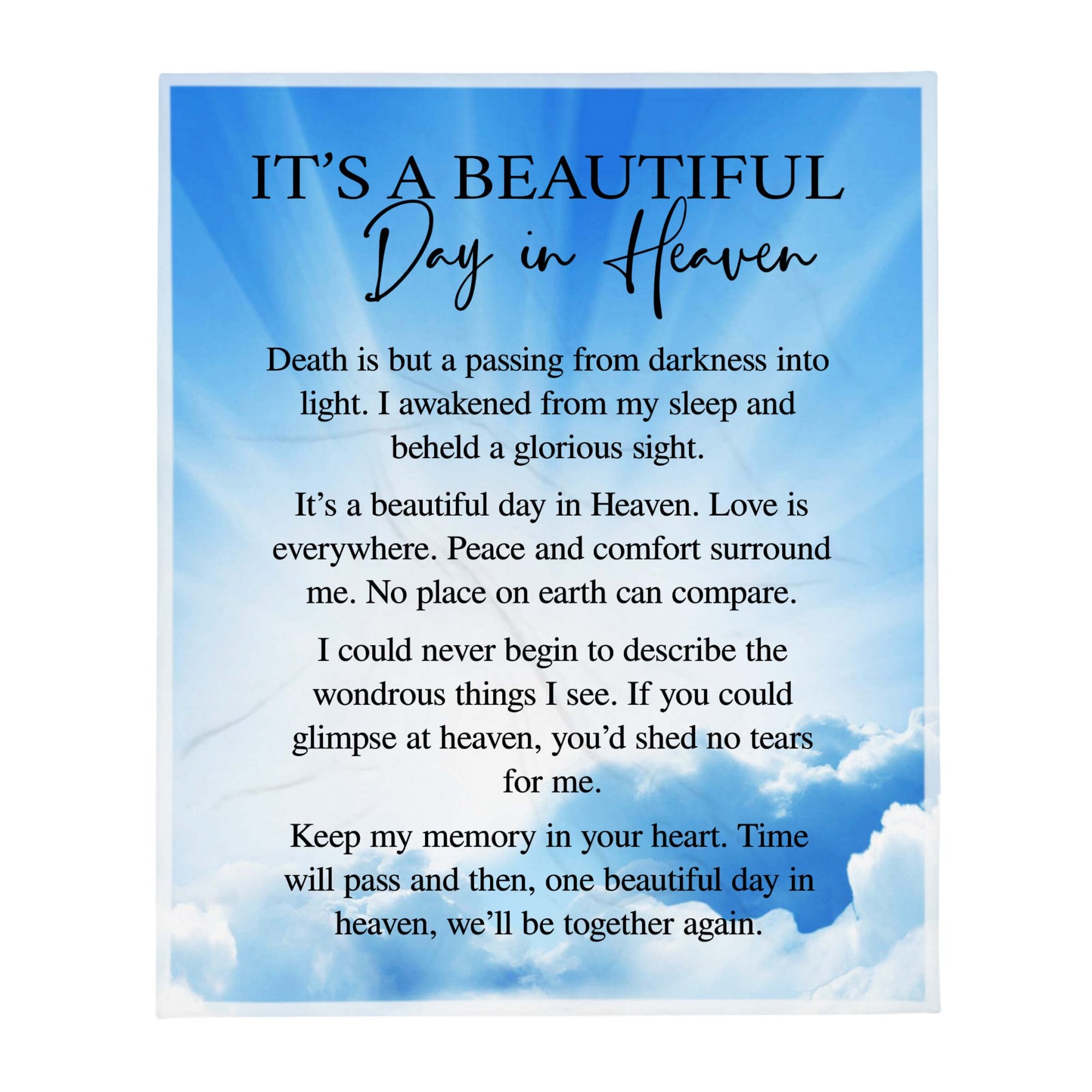 Memorial Soft and Hypoallergenic Blanket for Home – A Beautiful Day - LifeSong Milestones