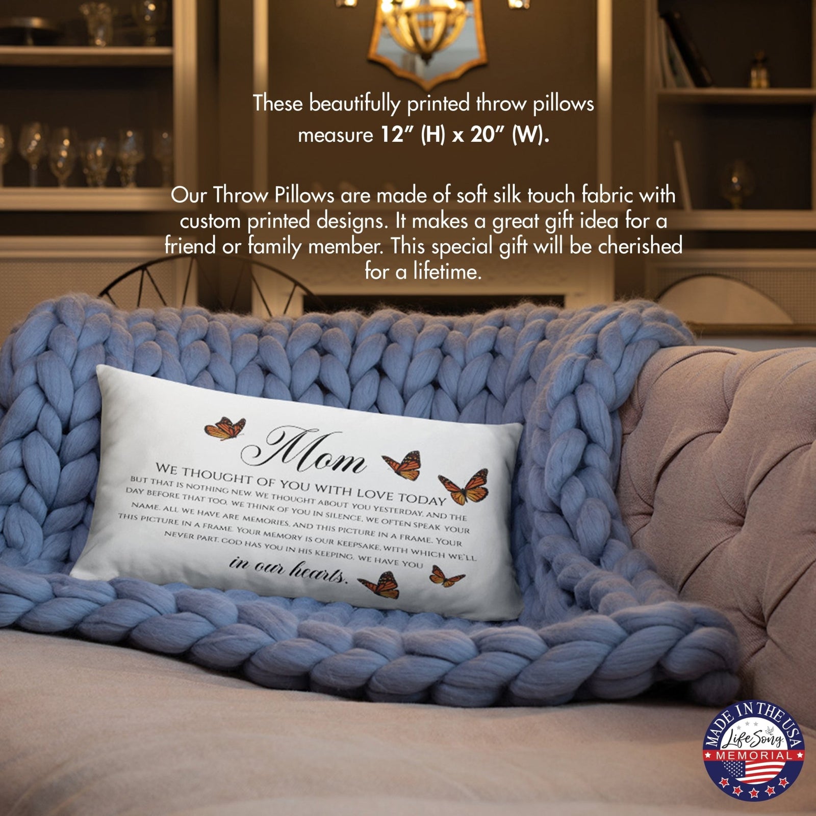 Memorial Sympathy Throw Pillow for Home Décor - LifeSong Milestones