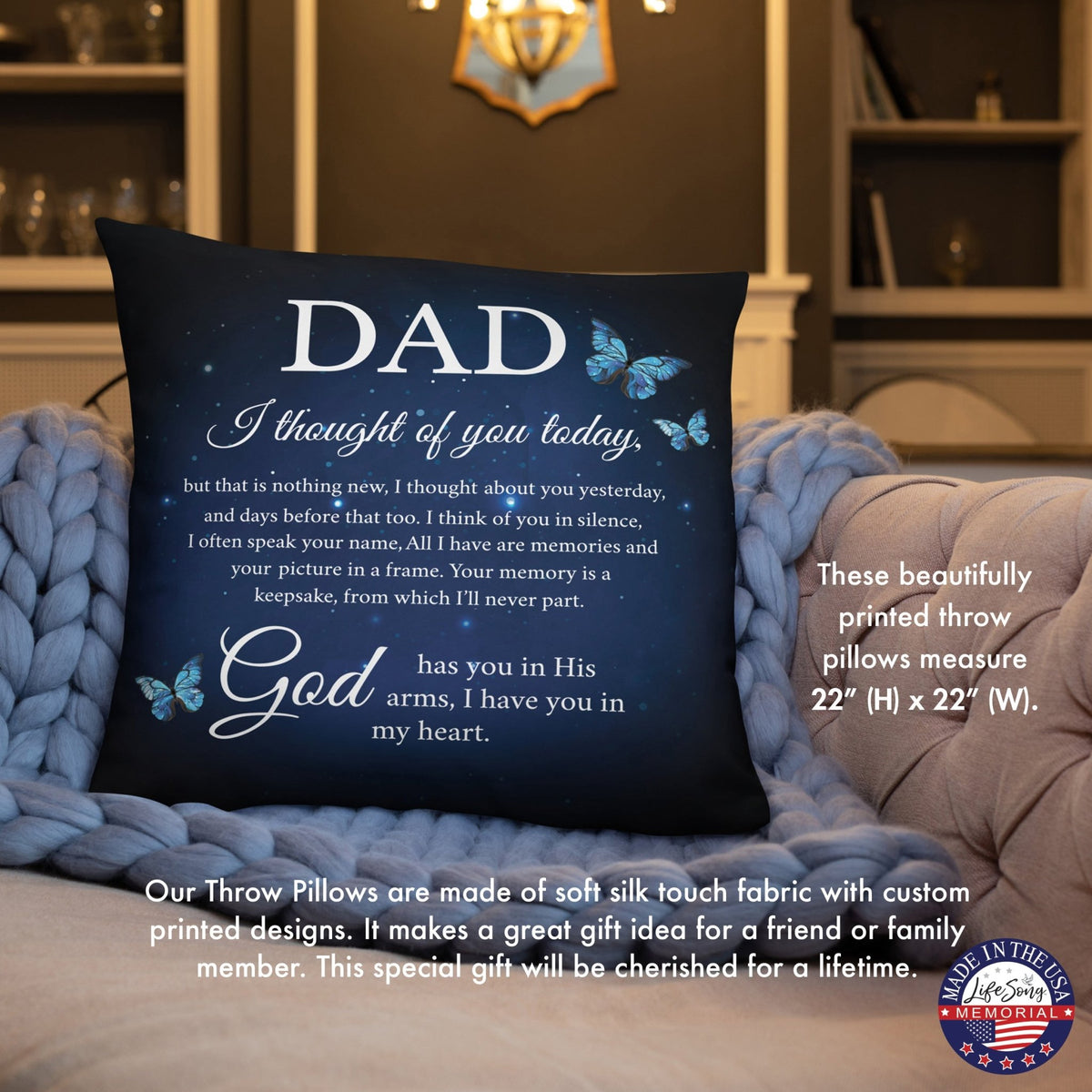 Memorial Sympathy Throw Pillow for Home Décor - LifeSong Milestones