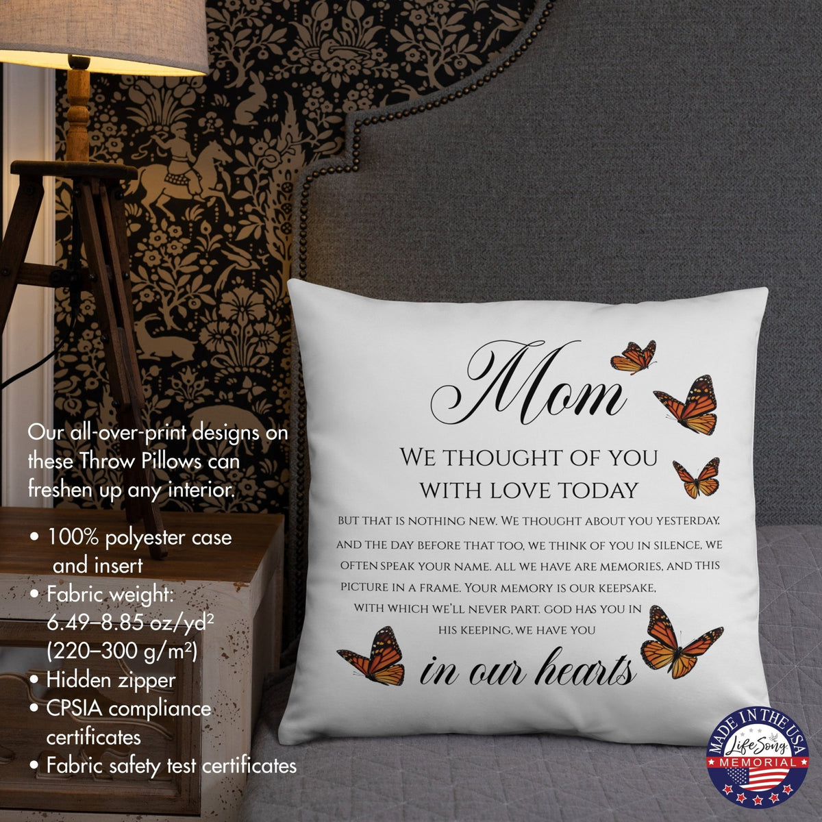 Memorial Sympathy Throw Pillow for Home Décor - LifeSong Milestones