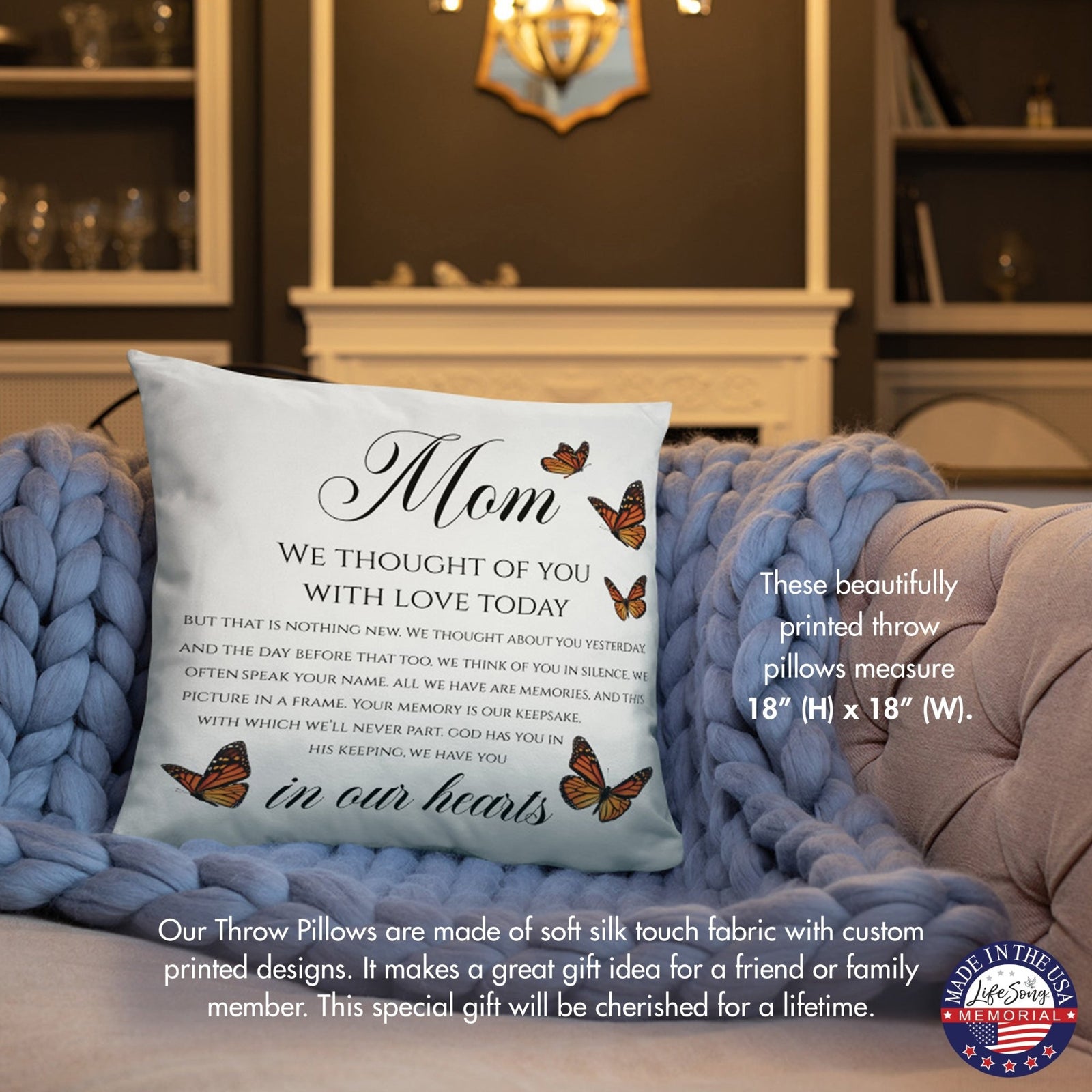 Memorial Sympathy Throw Pillow for Home Décor - LifeSong Milestones