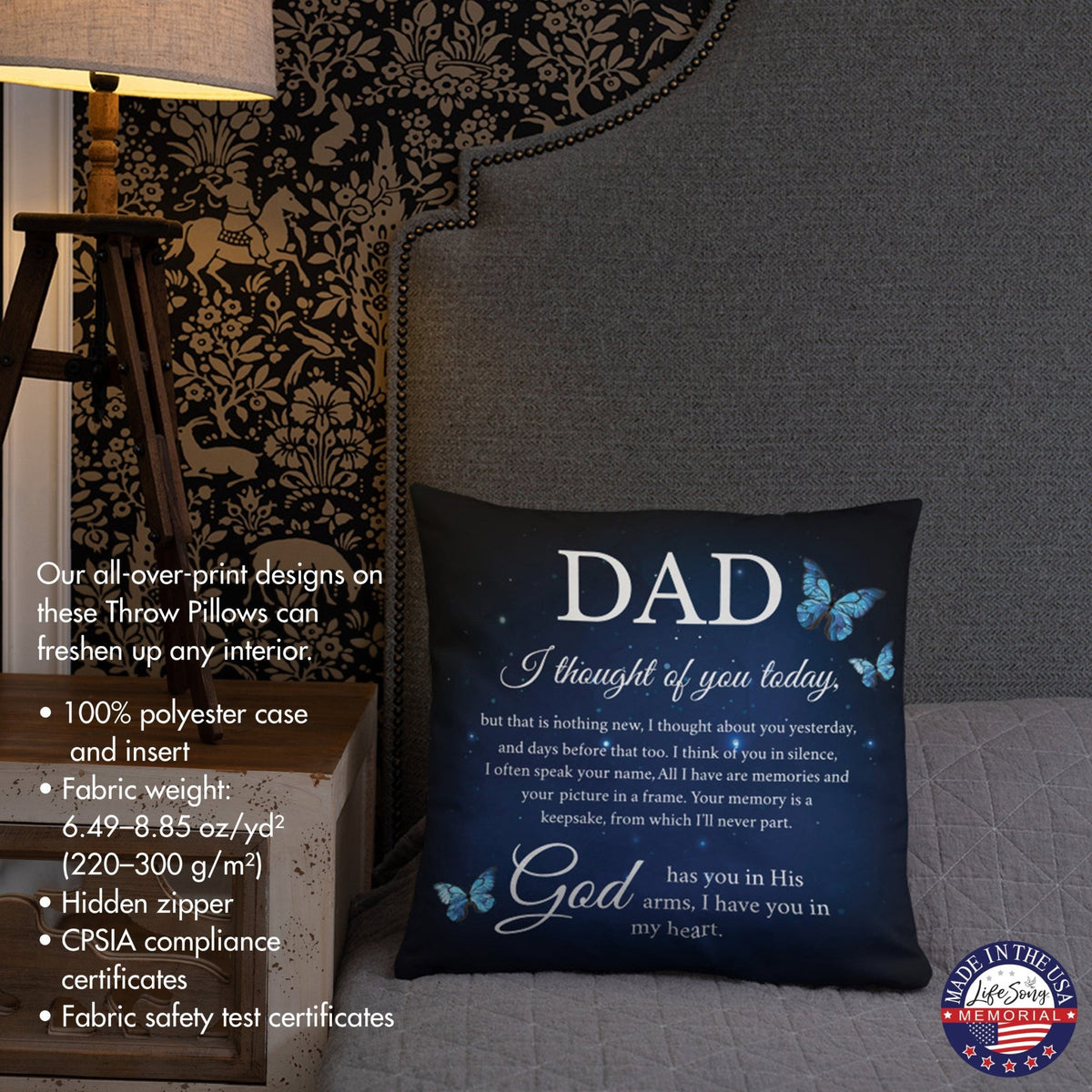 Memorial Sympathy Throw Pillow for Home Décor - LifeSong Milestones