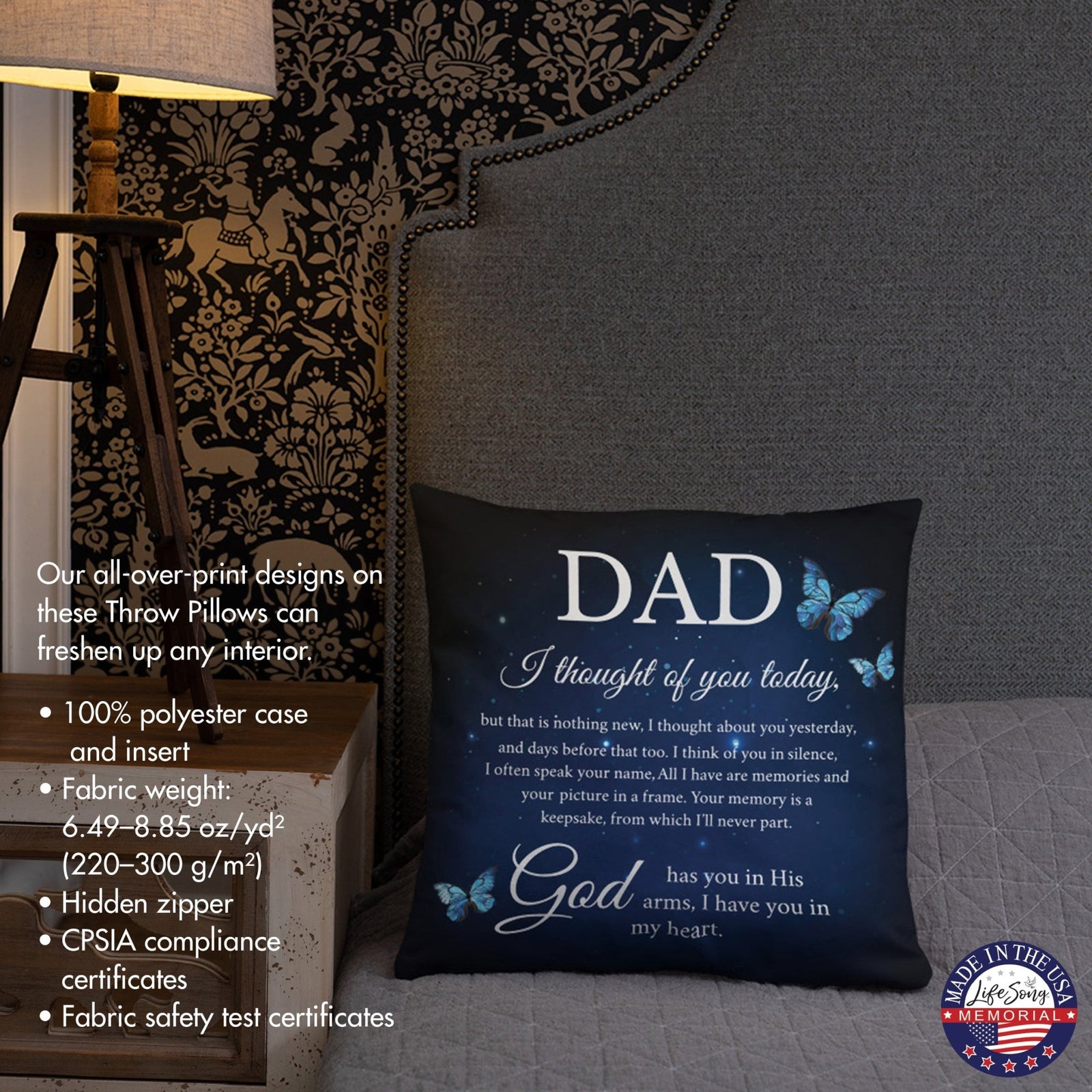 Memorial Sympathy Throw Pillow for Home Décor - LifeSong Milestones