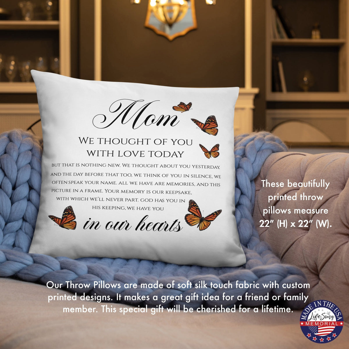 Memorial Sympathy Throw Pillow for Home Décor - LifeSong Milestones