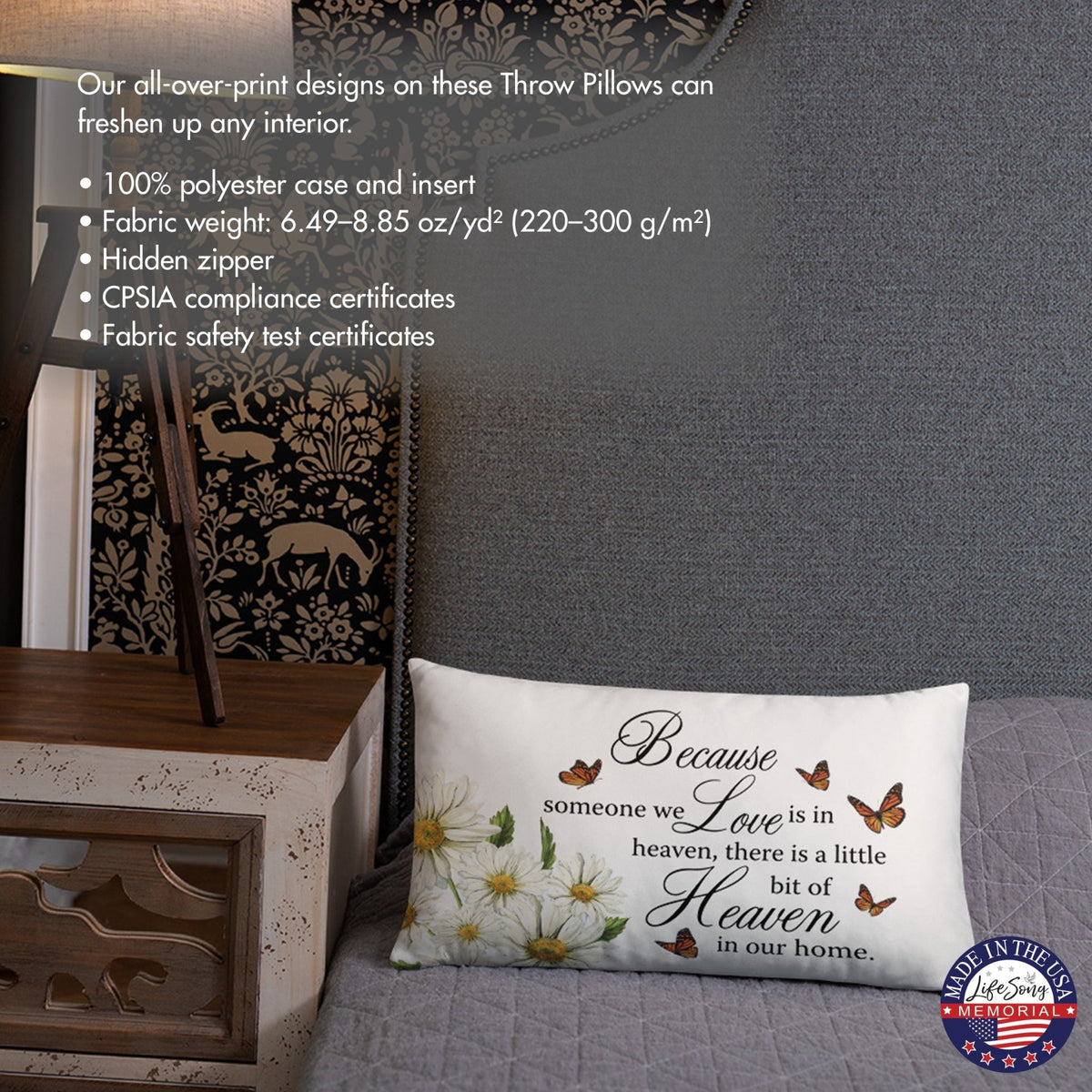 Memorial Sympathy Throw Pillow for Home Décor - Because Someone We Love - LifeSong Milestones