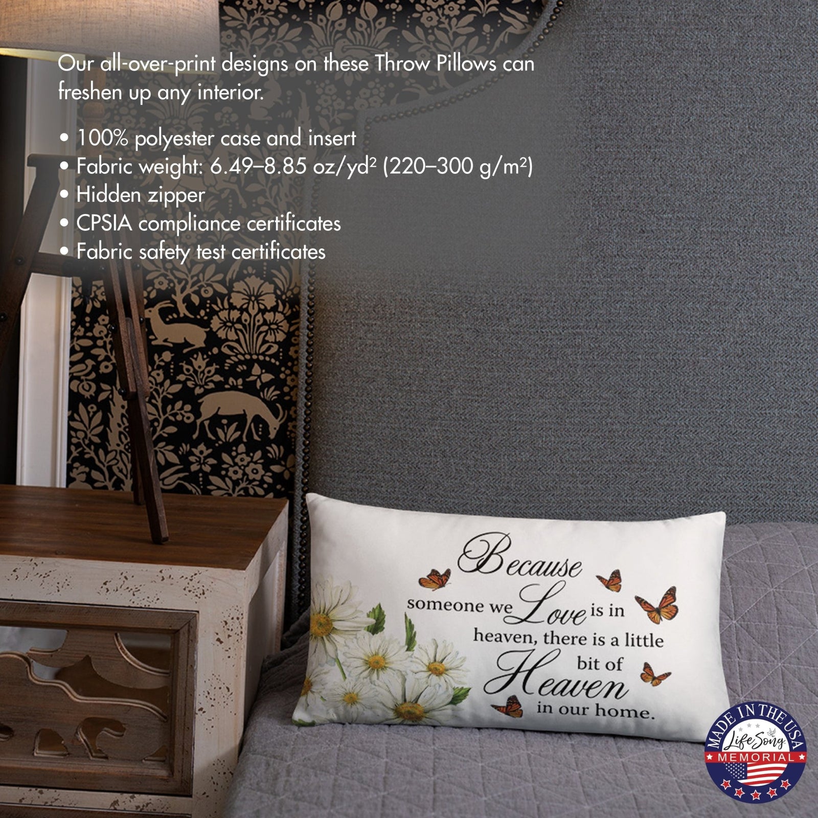 Memorial Sympathy Throw Pillow for Home Décor - Because Someone We Love - LifeSong Milestones