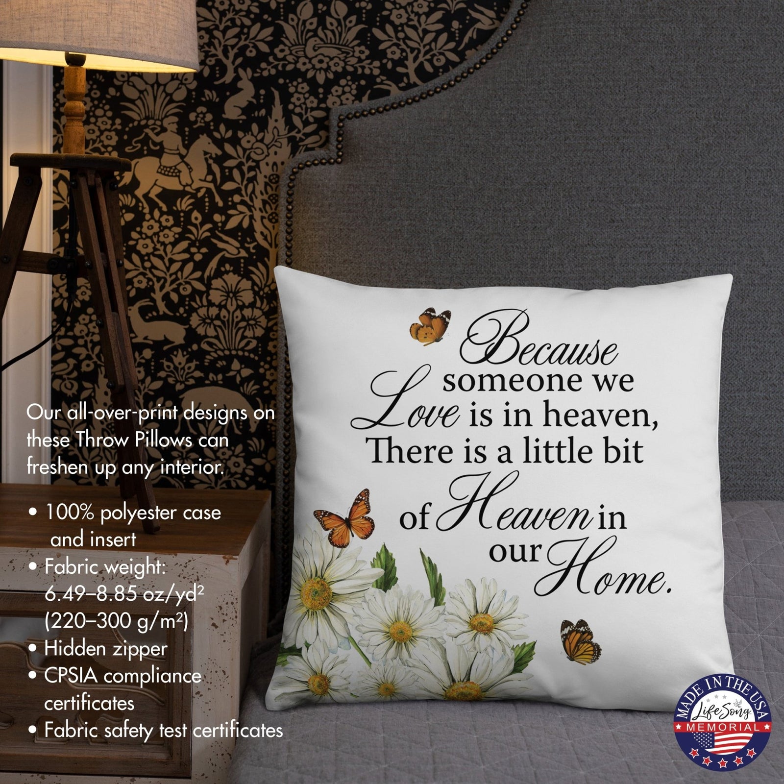Memorial Sympathy Throw Pillow for Home Décor - Because Someone We Love - LifeSong Milestones