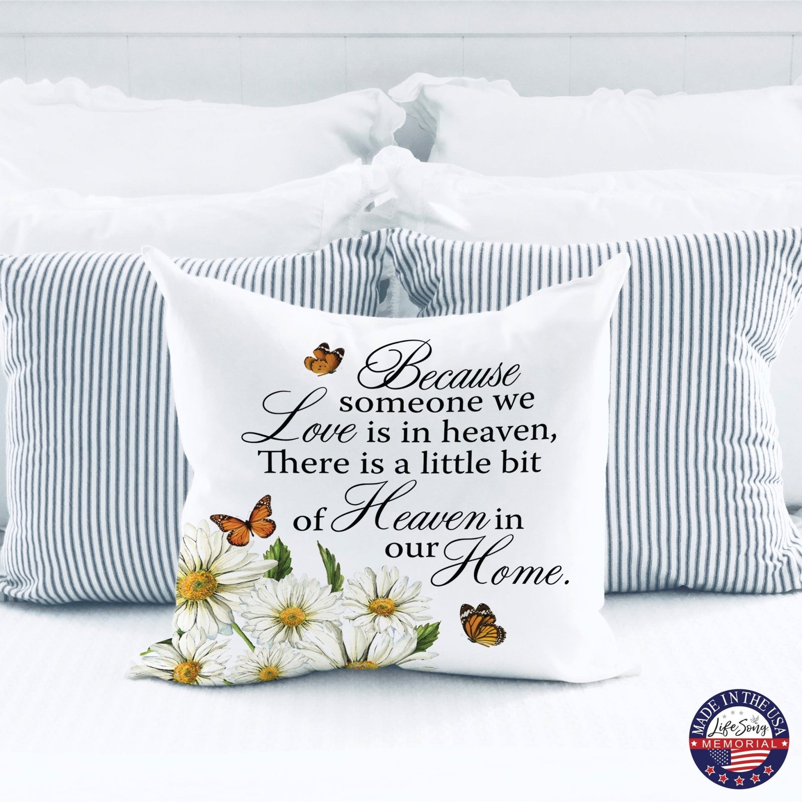 Memorial Sympathy Throw Pillow for Home Décor - Because Someone We Love - LifeSong Milestones