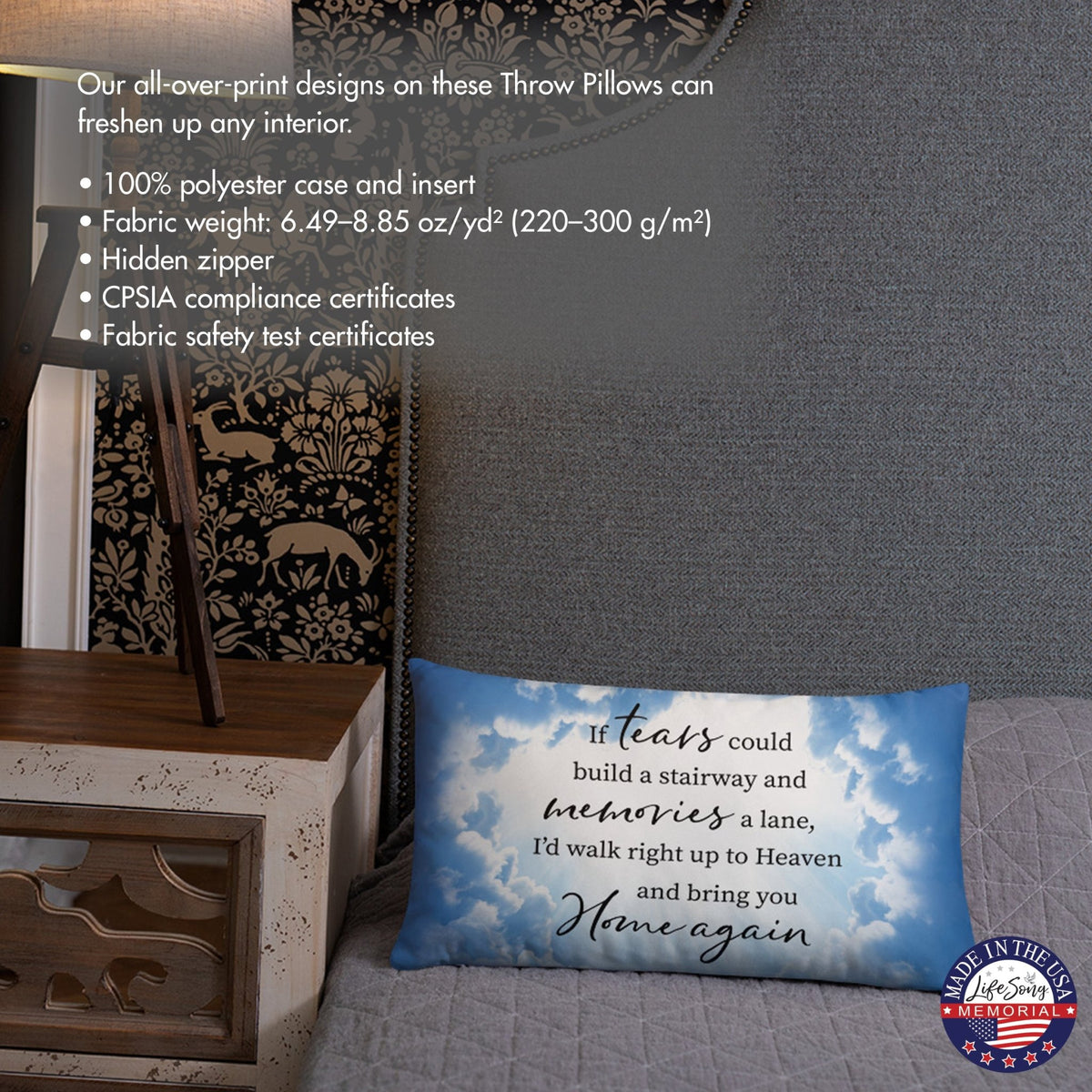 Memorial Sympathy Throw Pillow for Home Décor - If Tears Could Build - LifeSong Milestones