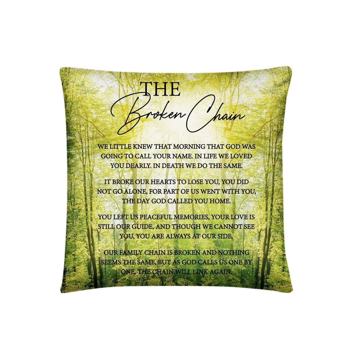 Memorial Sympathy Throw Pillow for Home Décor - The Broken Chain - LifeSong Milestones