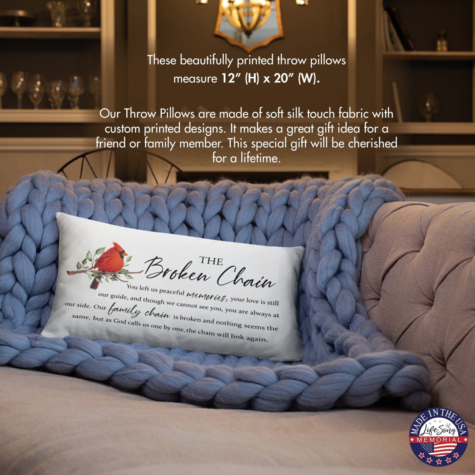 Memorial Sympathy Throw Pillow for Home Décor - The Broken Chain - LifeSong Milestones