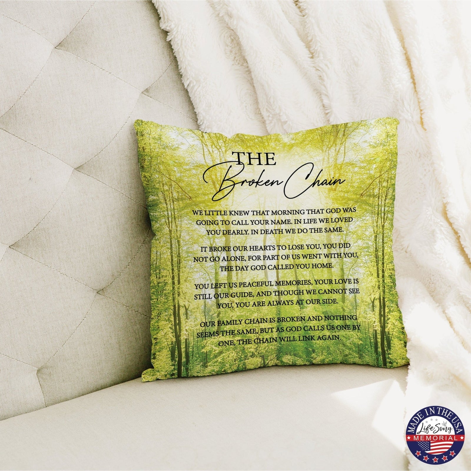 Memorial Sympathy Throw Pillow for Home Décor - The Broken Chain - LifeSong Milestones