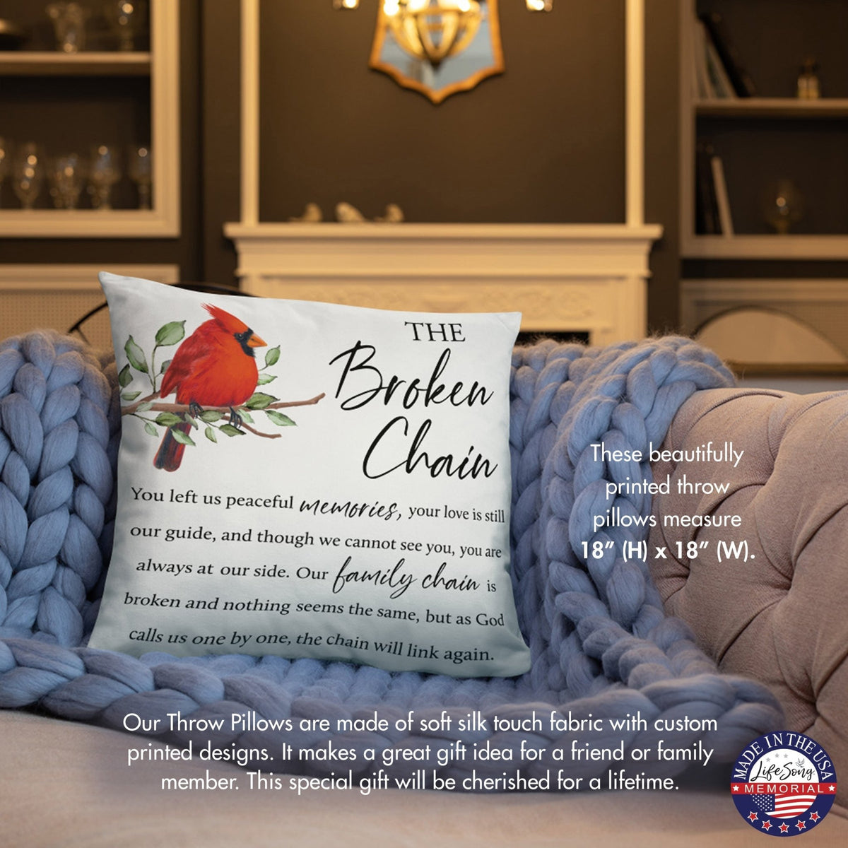 Memorial Sympathy Throw Pillow for Home Décor - The Broken Chain - LifeSong Milestones