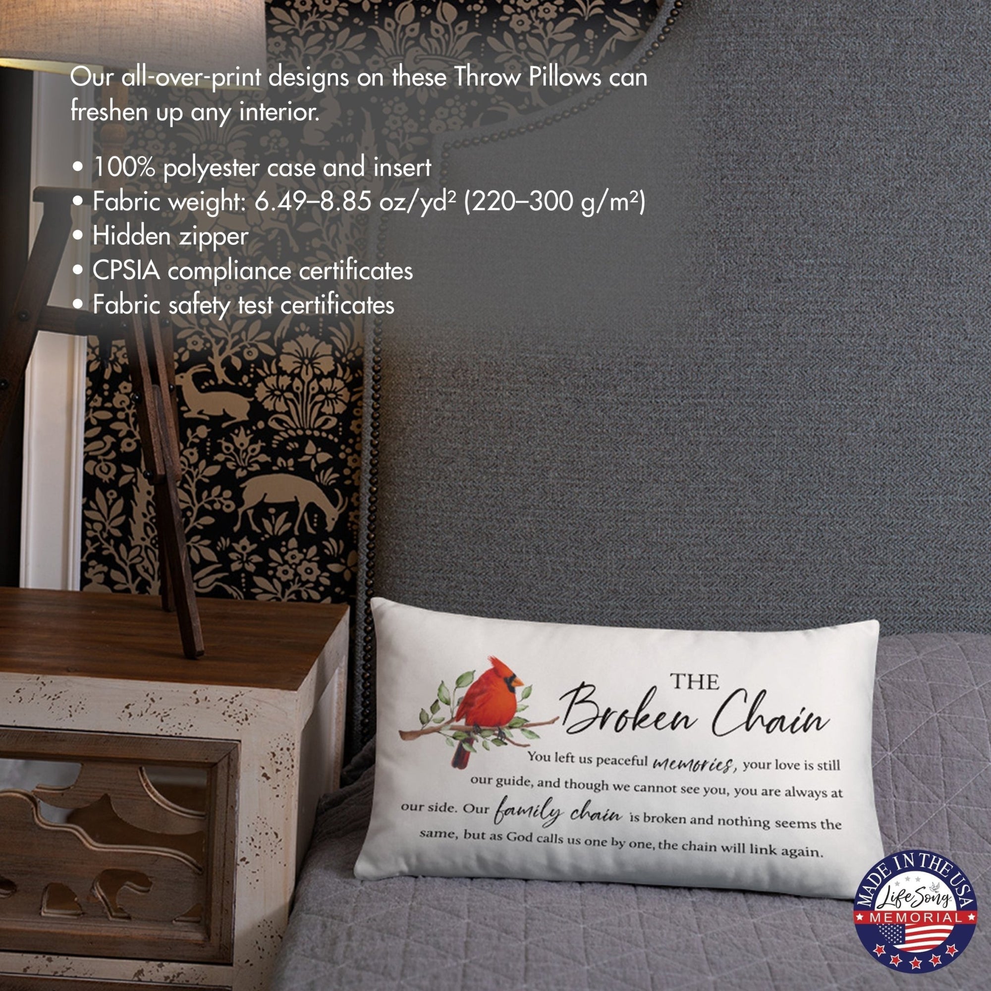 Memorial Sympathy Throw Pillow for Home Décor - The Broken Chain - LifeSong Milestones