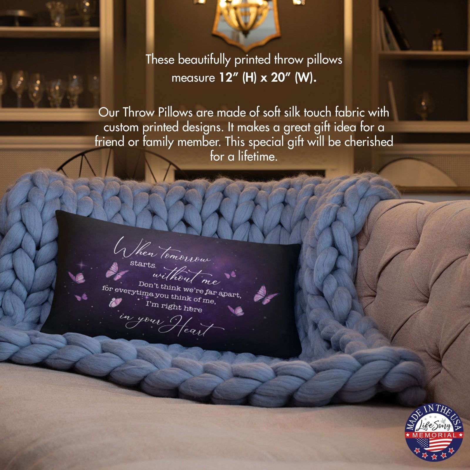 Memorial Sympathy Throw Pillow for Home Décor - When Tomorrow Starts - LifeSong Milestones