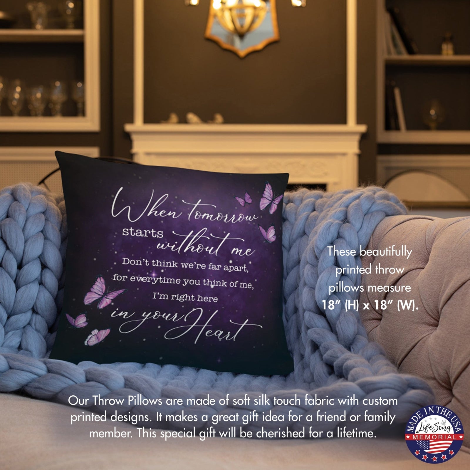 Memorial Sympathy Throw Pillow for Home Décor - When Tomorrow Starts - LifeSong Milestones