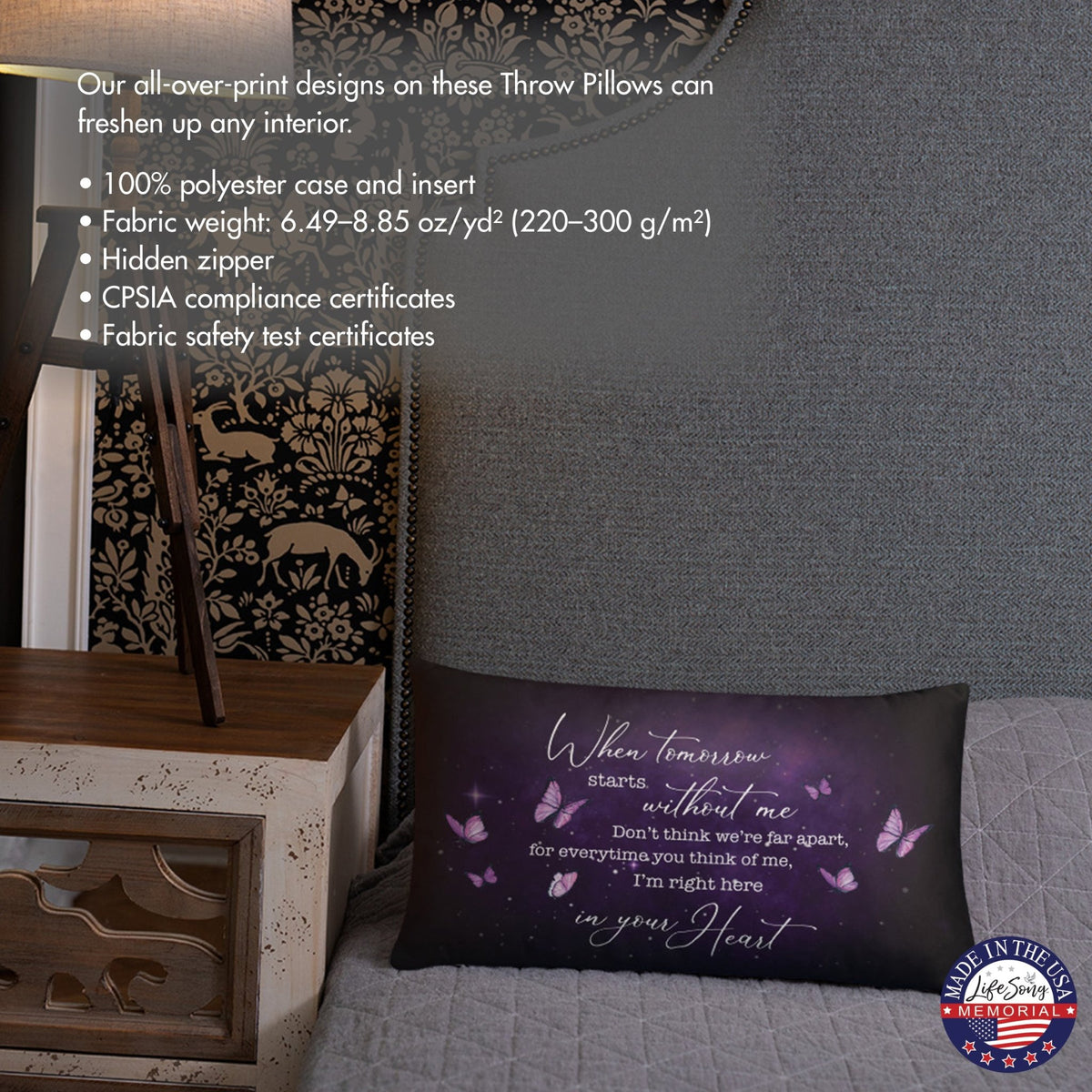 Memorial Sympathy Throw Pillow for Home Décor - When Tomorrow Starts - LifeSong Milestones