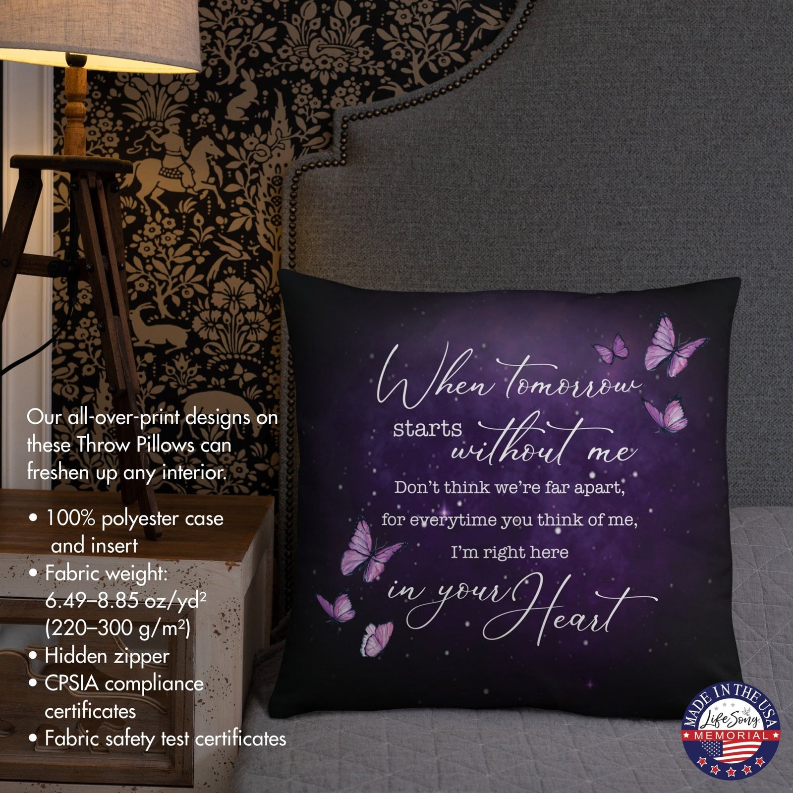 Memorial Sympathy Throw Pillow for Home Décor - When Tomorrow Starts - LifeSong Milestones
