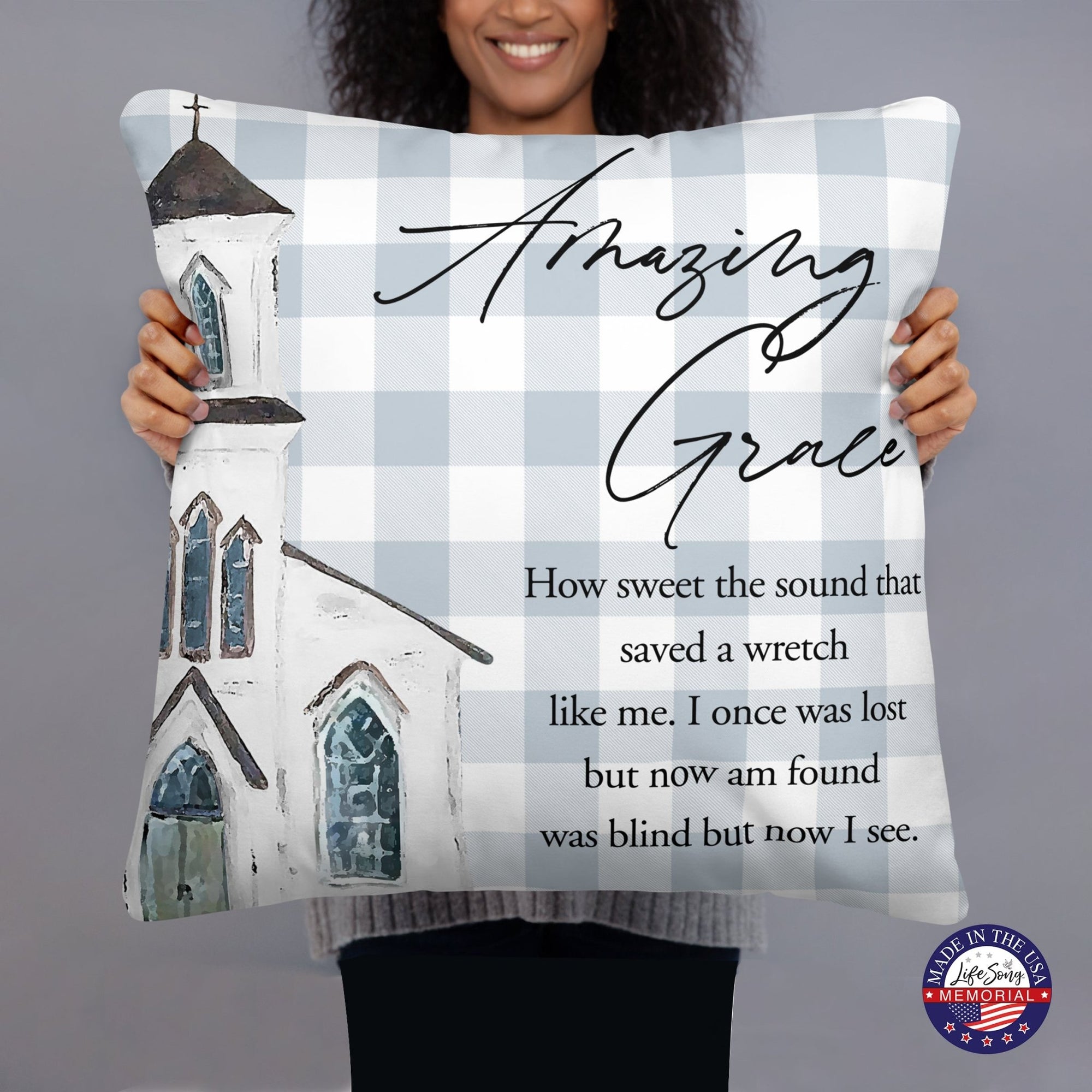 Memorial Themed Cozy Throw Pillow Bereavement Sympathy Gift For the Loss Of A Loved One - Amazing Grace - LifeSong Milestones