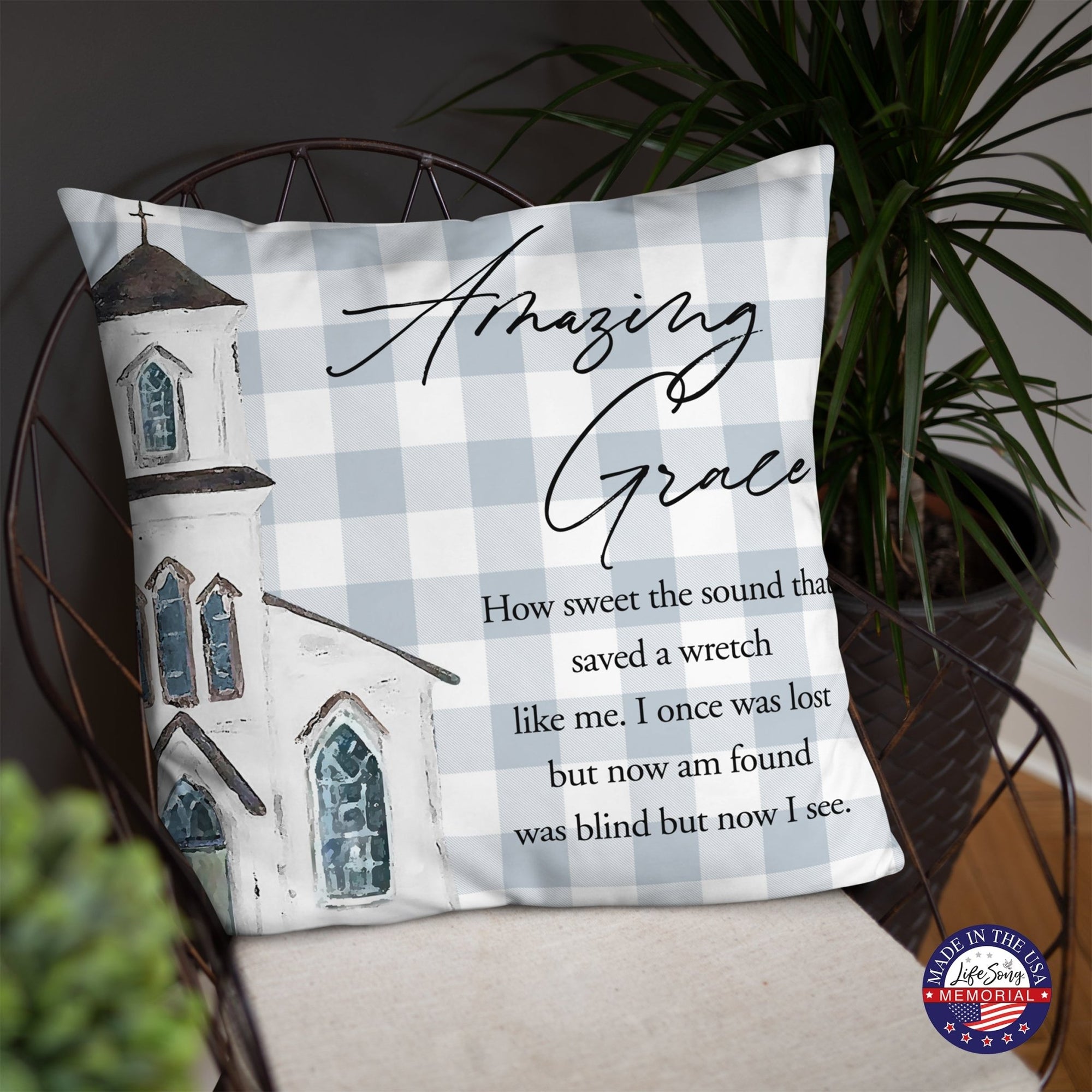 Memorial Themed Cozy Throw Pillow Bereavement Sympathy Gift For the Loss Of A Loved One - Amazing Grace - LifeSong Milestones