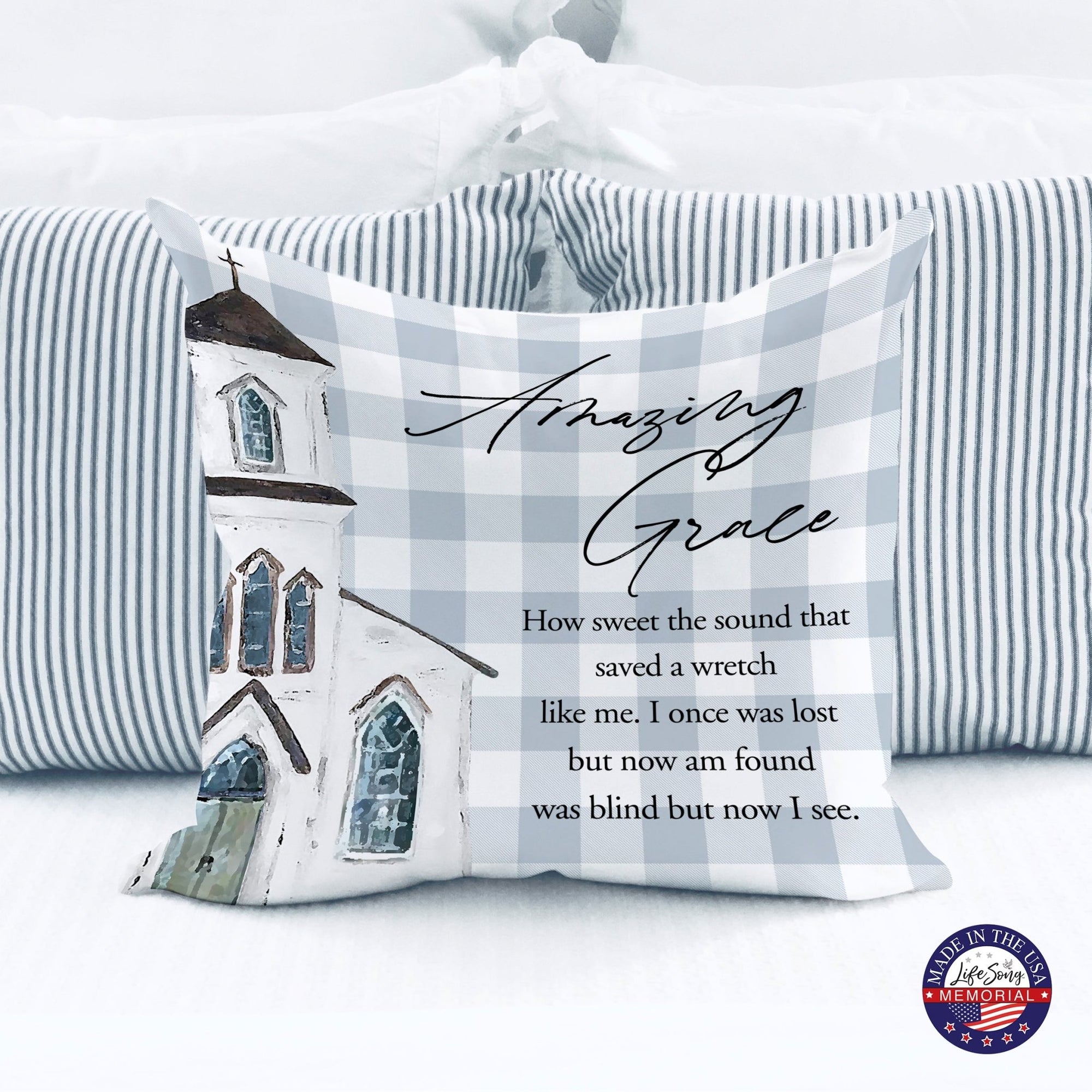 Memorial Themed Cozy Throw Pillow Bereavement Sympathy Gift For the Loss Of A Loved One - Amazing Grace - LifeSong Milestones
