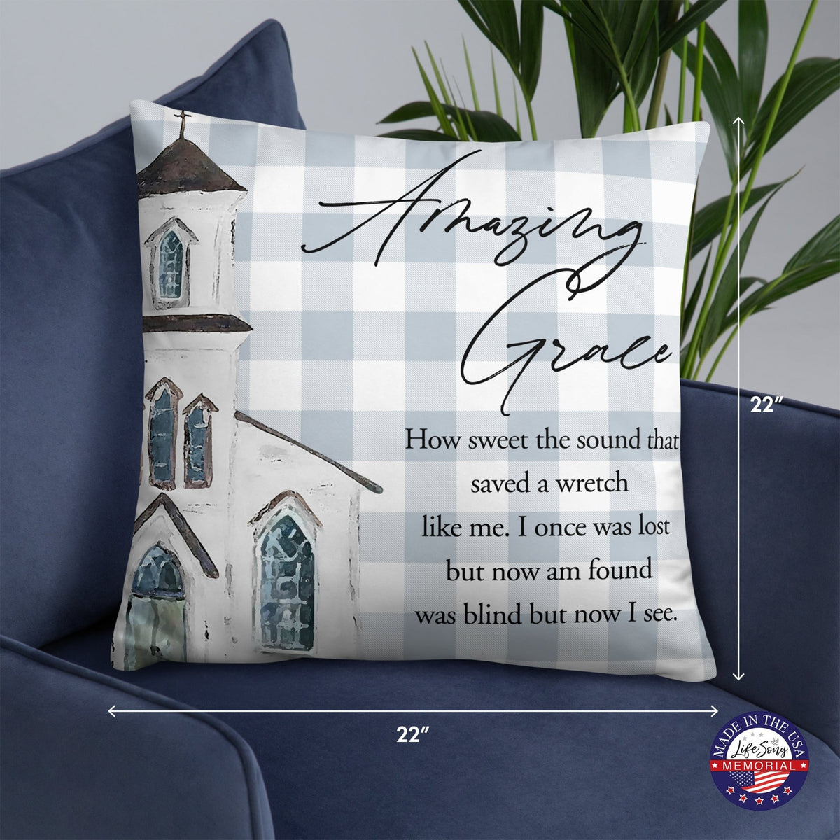 Memorial Themed Cozy Throw Pillow Bereavement Sympathy Gift For the Loss Of A Loved One - Amazing Grace - LifeSong Milestones