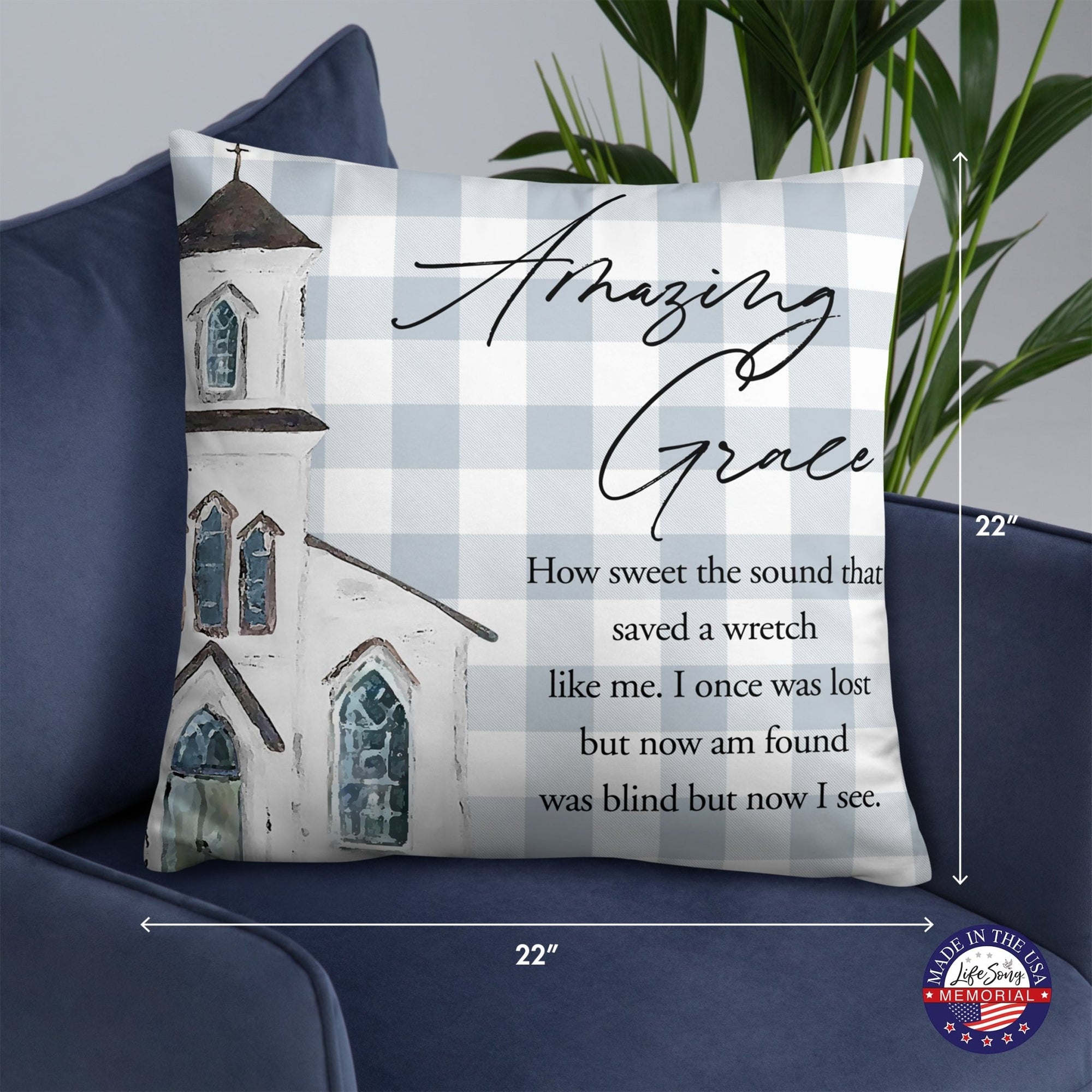 Memorial Themed Cozy Throw Pillow Bereavement Sympathy Gift For the Loss Of A Loved One - Amazing Grace - LifeSong Milestones