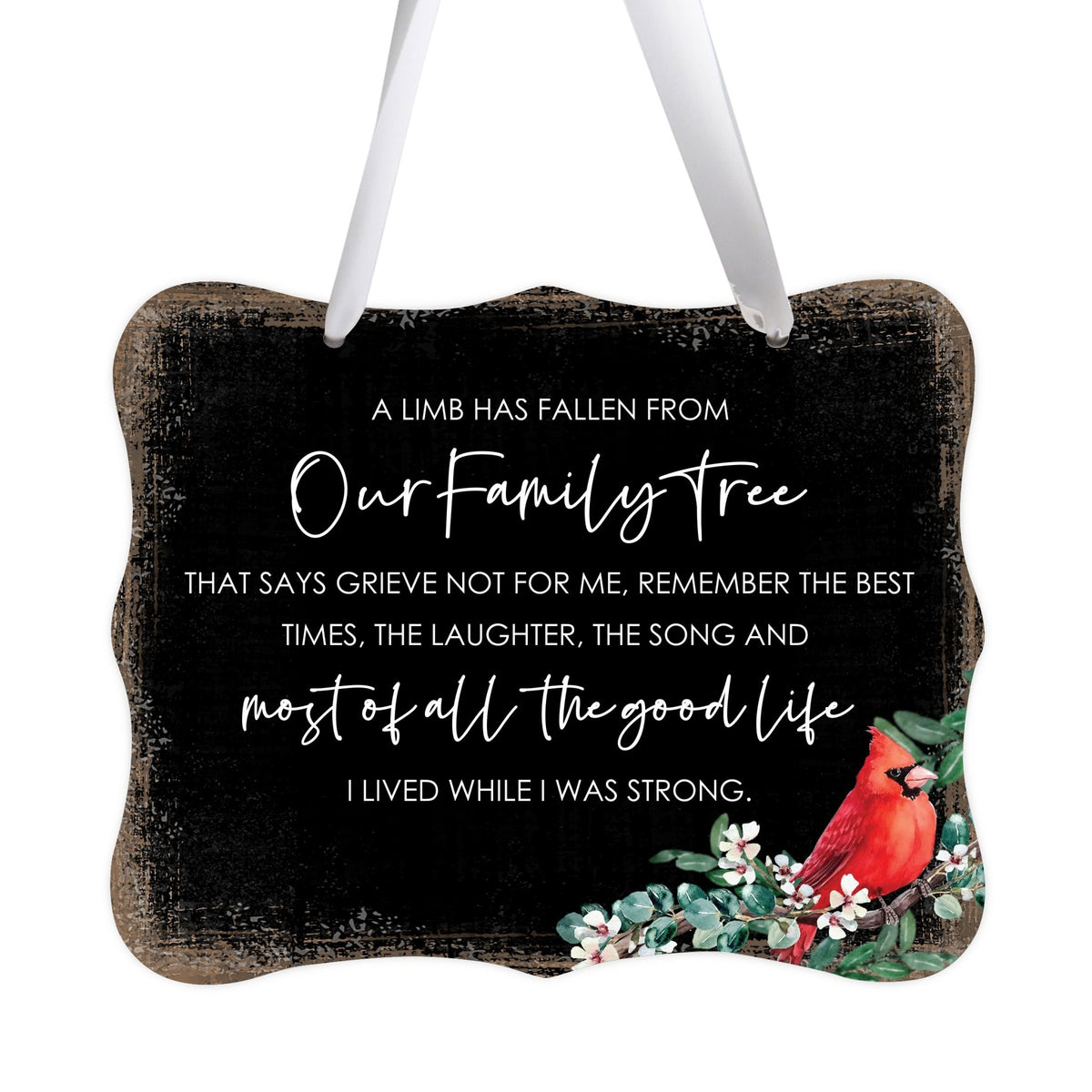 A Lifesong Milestones Memorial Wall Hanging Sign featuring a memorial ribbon sign to commemorate the loss of a loved one.