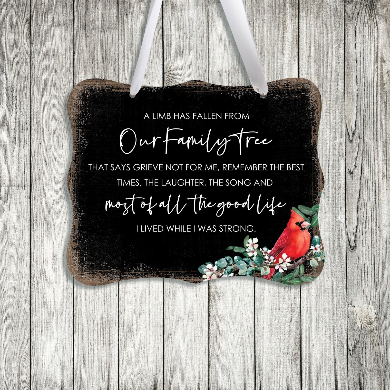 Funeral ribbon sign with a heartfelt message – a meaningful memorial tribute.