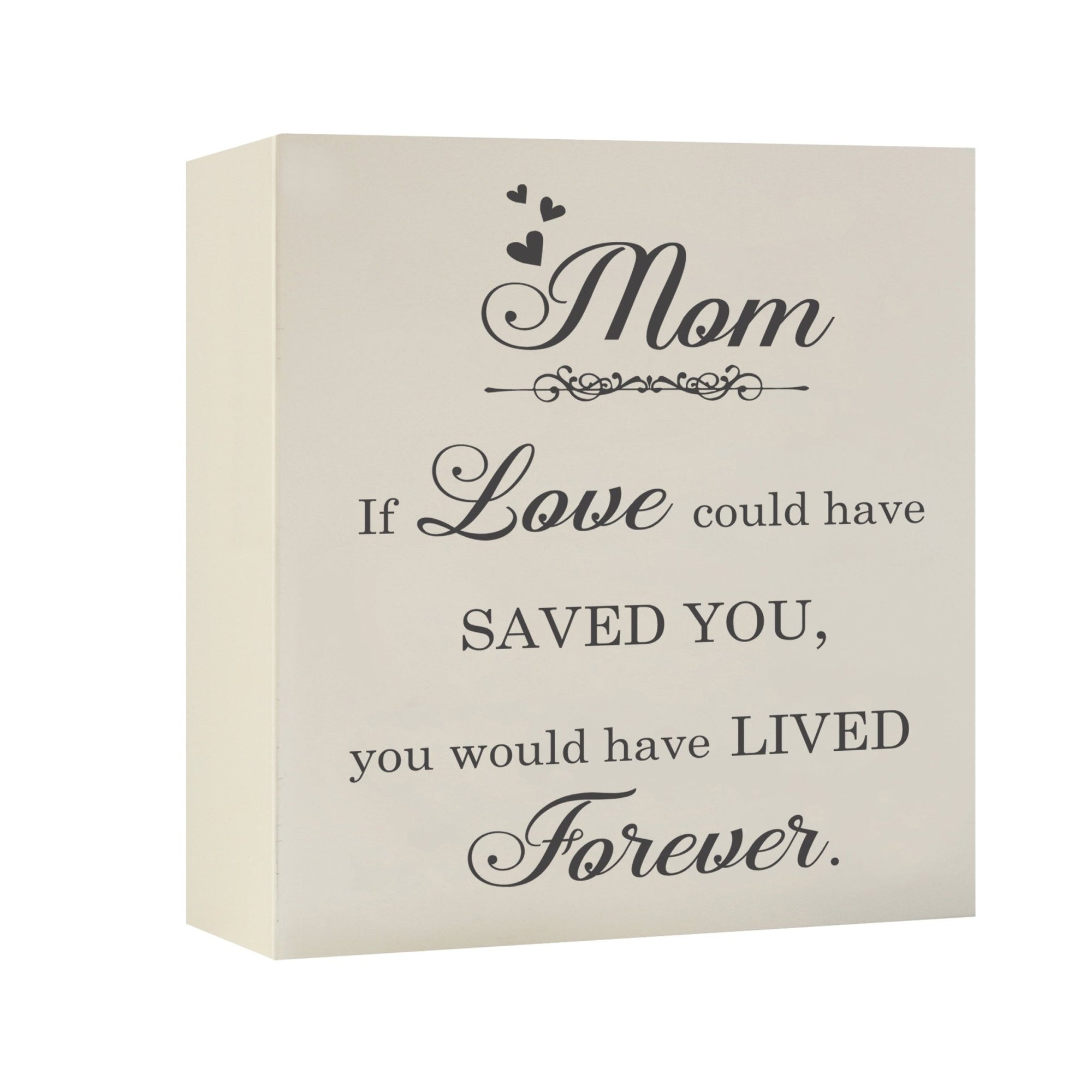 Memorial Wooden Shadow Box Cremation Urn for Human Ashes - Mom If Love Could - LifeSong Milestones