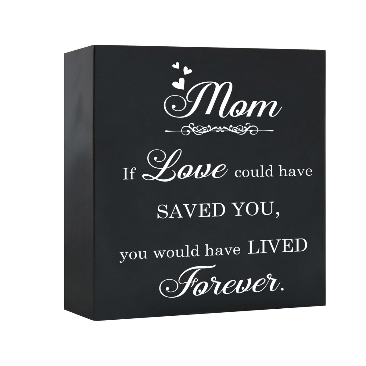 Memorial Wooden Shadow Box Cremation Urn for Human Ashes - Mom If Love Could - LifeSong Milestones