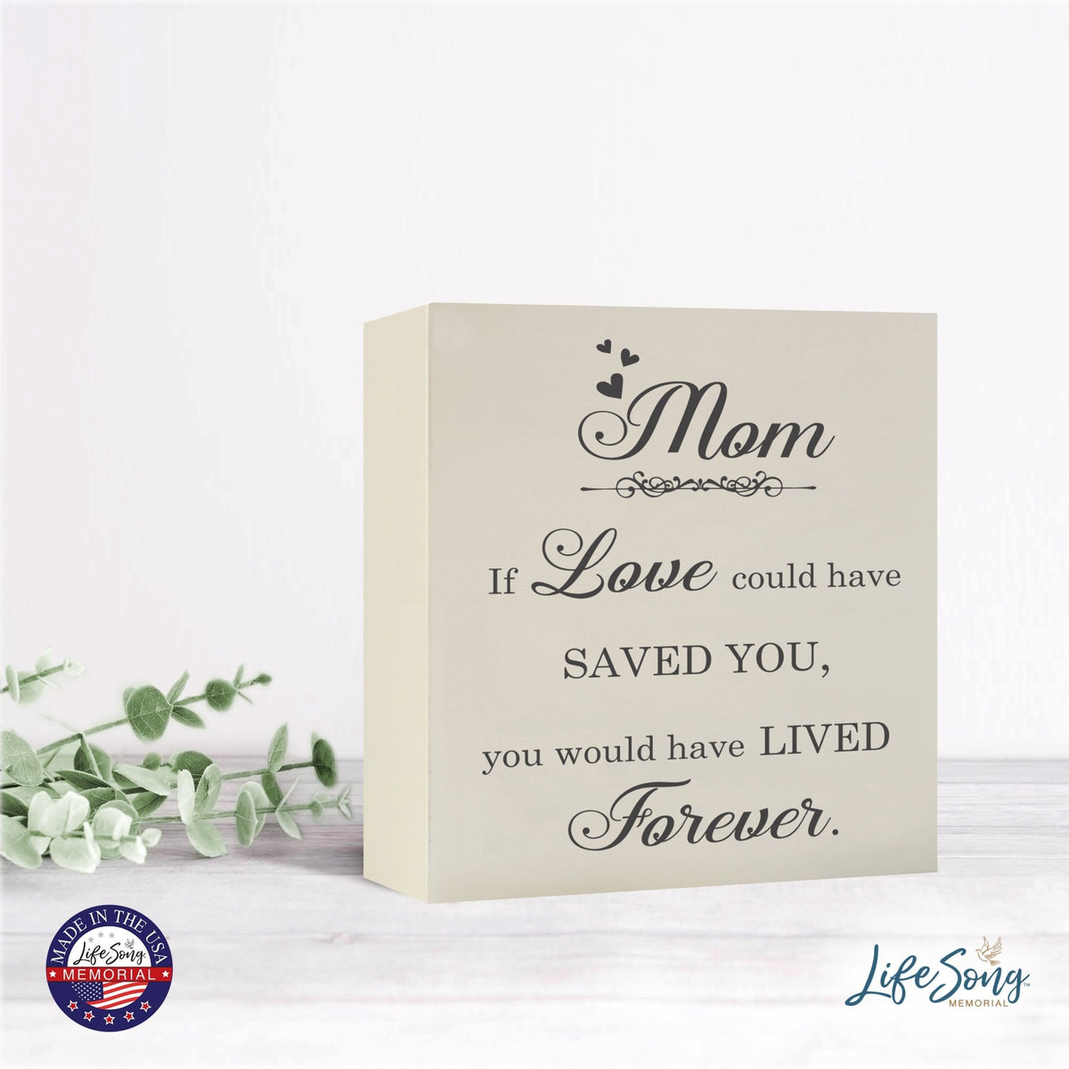 Memorial Wooden Shadow Box Cremation Urn for Human Ashes - Mom If Love Could - LifeSong Milestones