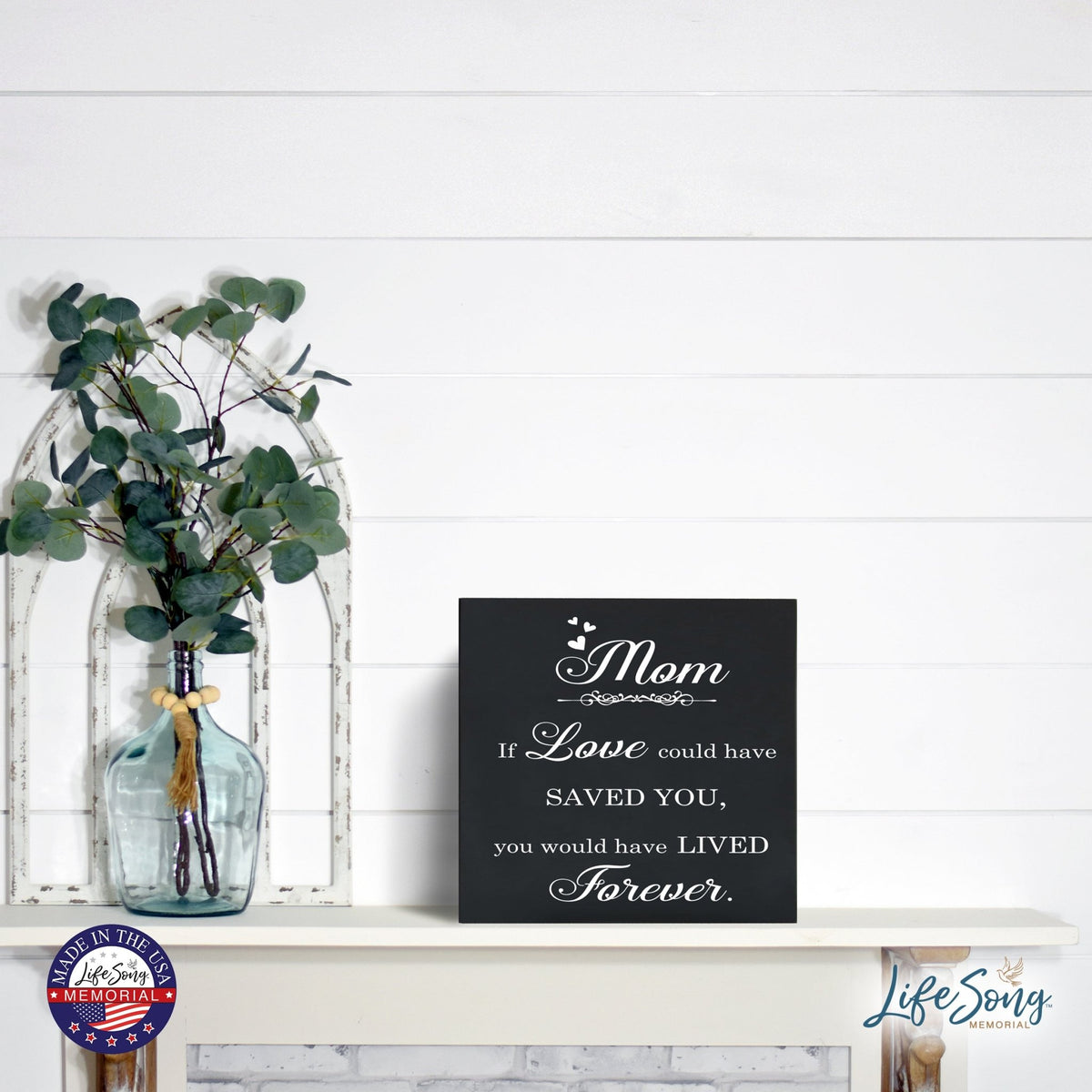 Memorial Wooden Shadow Box Cremation Urn for Human Ashes - Mom If Love Could - LifeSong Milestones